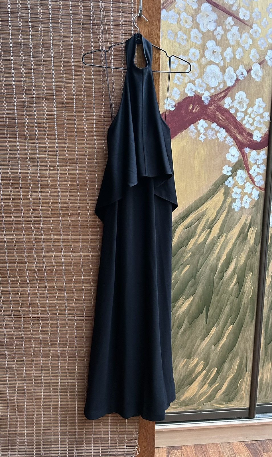 Handmade Oude Waag Halter Maxi Dress Black Layered Draped Backless Size XS / US 0-2 / IT 36-38 - 1 Thumbnail