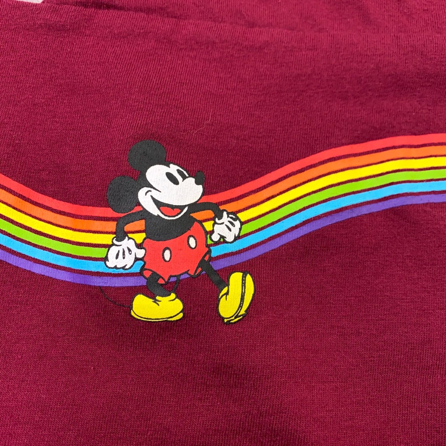 Disney Disney Womens Shirt Top Small Red Mickey Mouse Rainbow Retro Cropped V-Neck T-Shirt Size S / US 4 / IT 40 - 2 Thumbnail