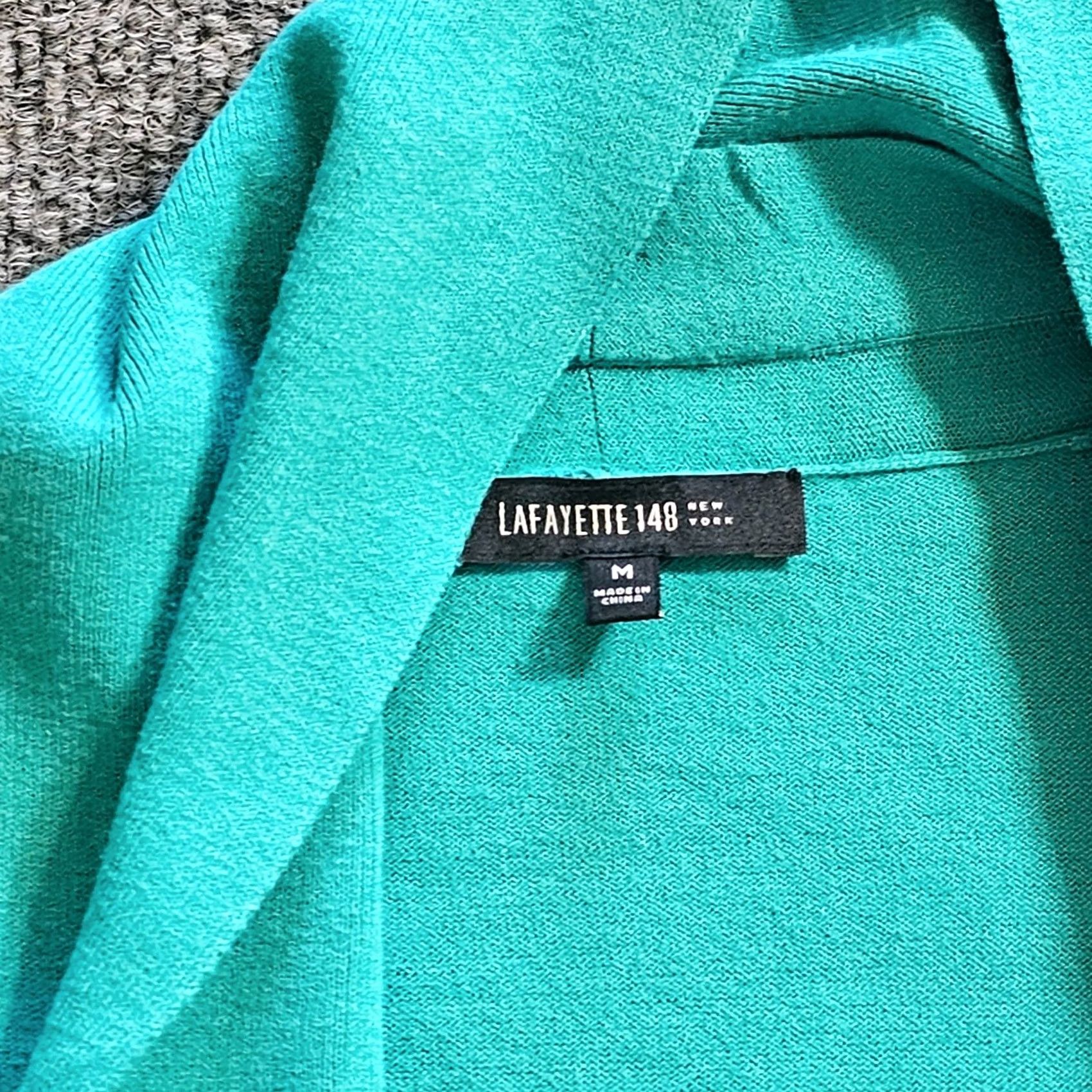 Vintage Lafayette 148 Cardigan Womens Size Medium Green Open Front Casual Sweater Size M / US 6-8 / IT 42-44 - 3 Thumbnail