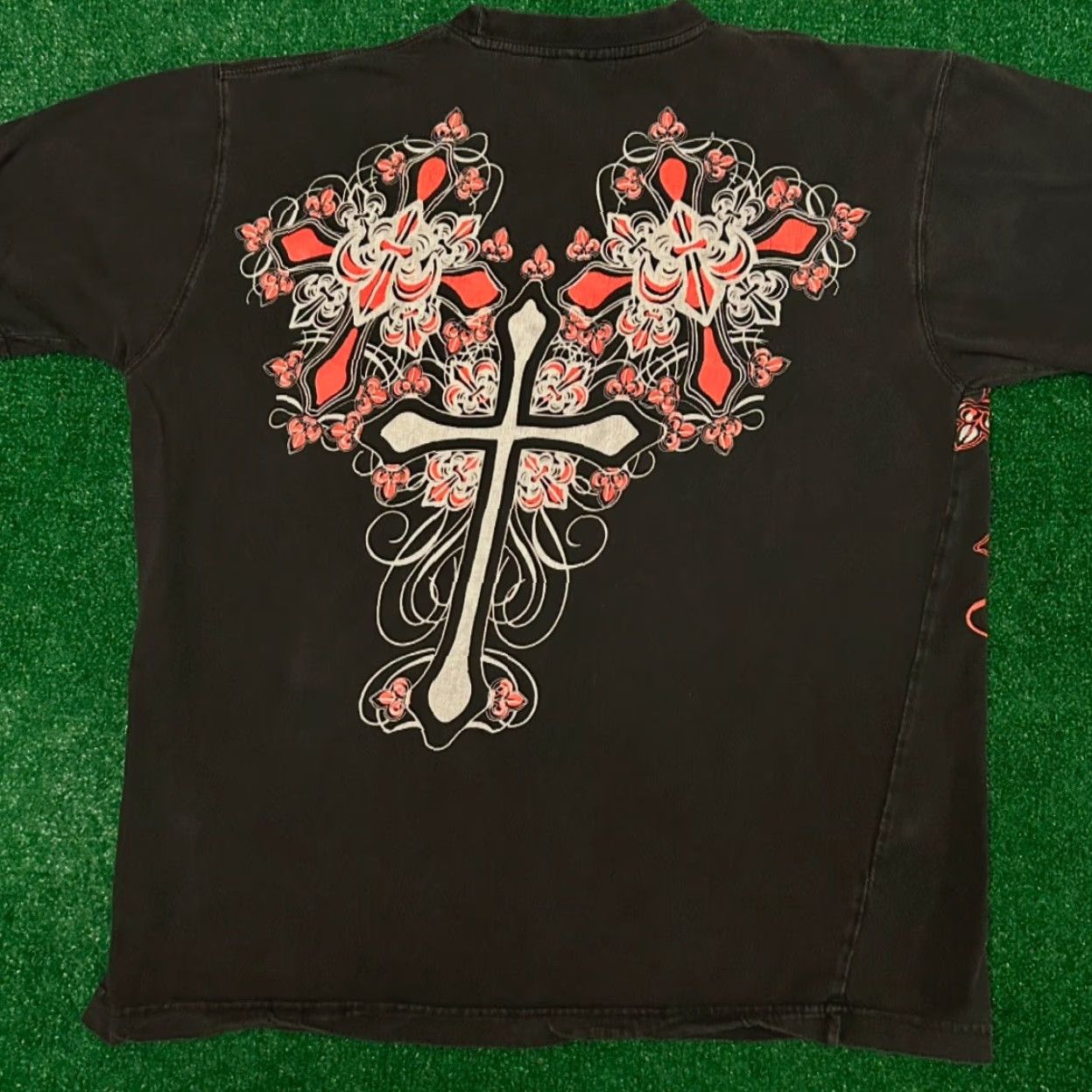 Vintage VINTAGE Dark Hour Waffle Cross Grunge Punk Hip Hop VTG Shirt Mens Size L Black All Over Print Shirt Size US L / EU 52-54 / 3 - 2 Thumbnail
