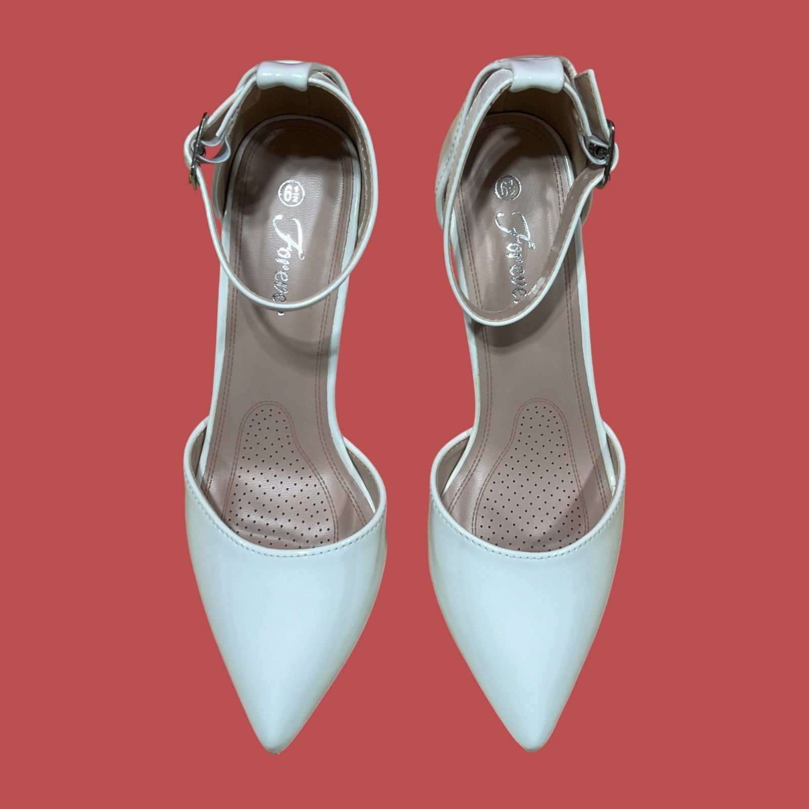 Other Forever - Women's Buckle Ankle Strap Chunky Heel Pumps - Whi Size US 6.5 / IT 36.5 - 15 Thumbnail
