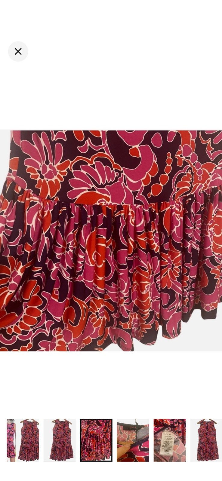 Trina Turk NWT Trina Turk Floral Sleeveless Ruffle-Hem Mini Dress Size XS / US 0-2 / IT 36-38 - 3 Thumbnail