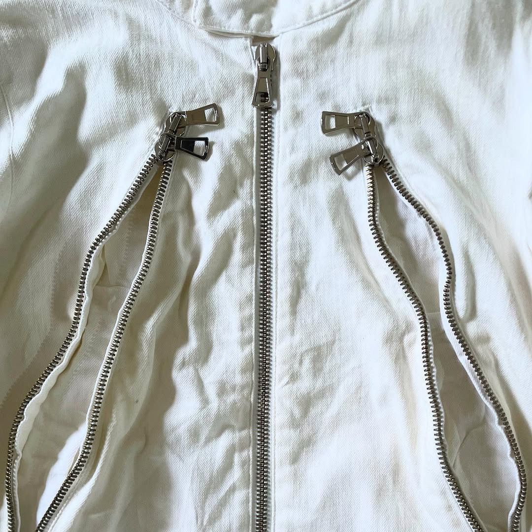 Maison Margiela FINAL DROP‼️Maison Margiela 5 Zip White Cotton Biker Jacket Size US S / EU 44-46 / 1 - 5 Thumbnail
