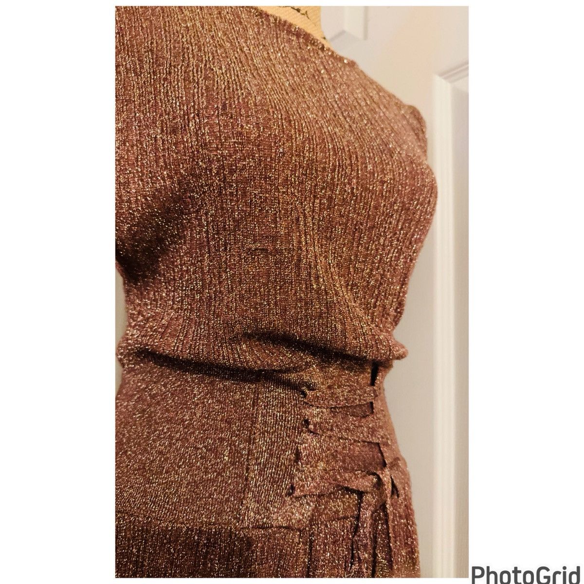 Mango Mango Golden Bronze Shimmer Dress Size XS / US 0-2 / IT 36-38 - 6 Thumbnail