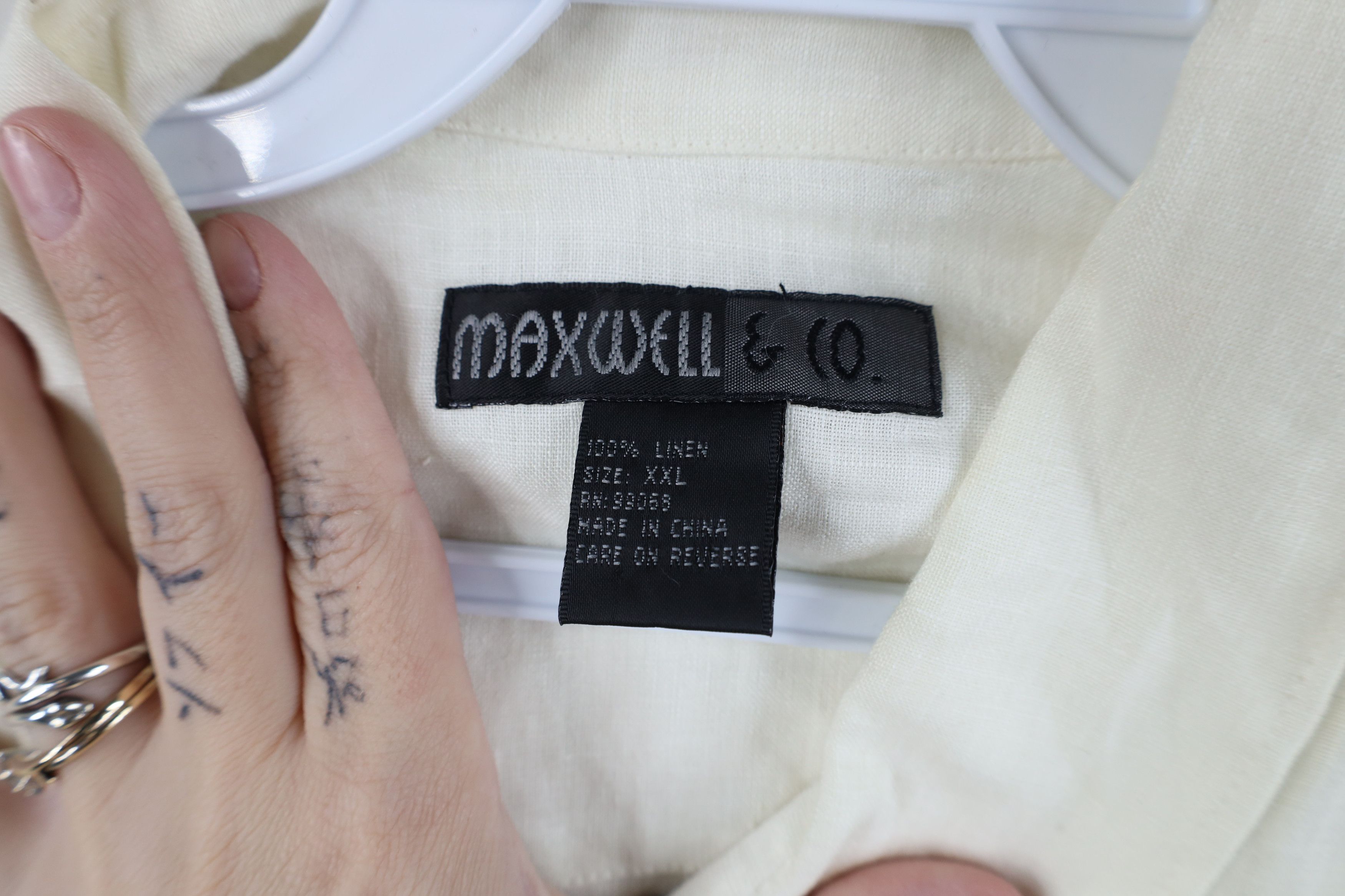 Vintage Vintage 90s Streetwear Linen Collared Button Shirt Cream Size US XXL / EU 58 / 5 - 10 Thumbnail