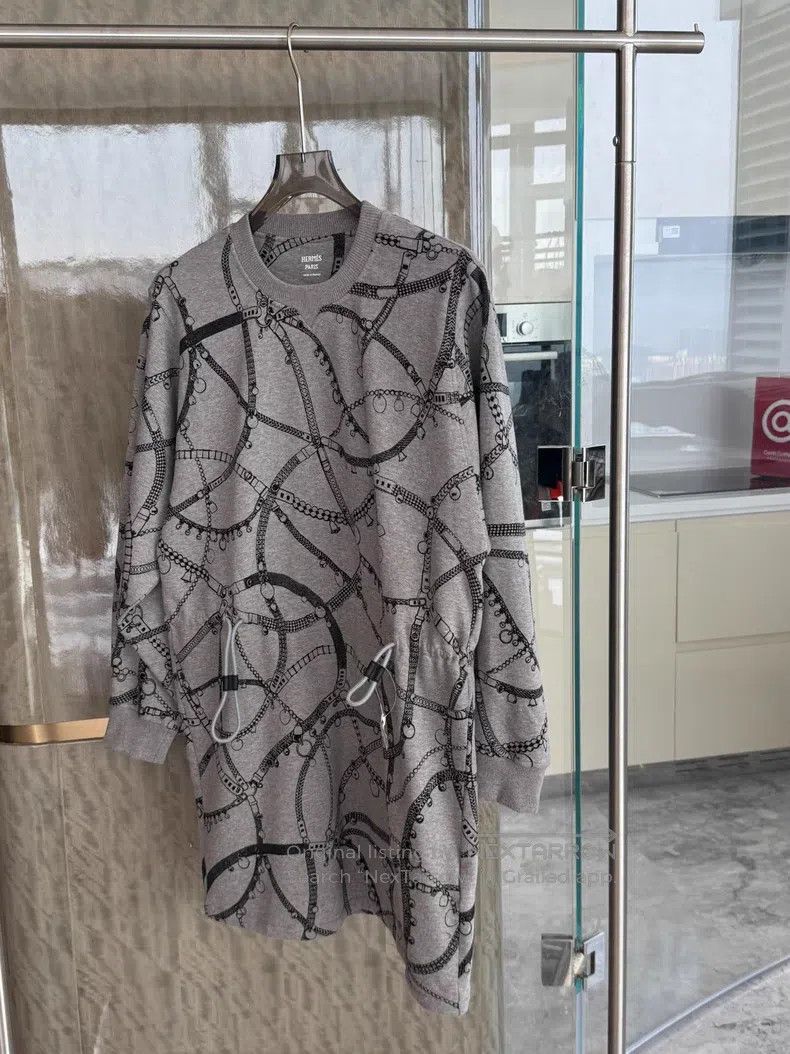 Hermes Hermes Chain Pattern Dress, 86% Cotton + 14% Camel Hair Size S / US 4 / IT 40 - 1 Thumbnail