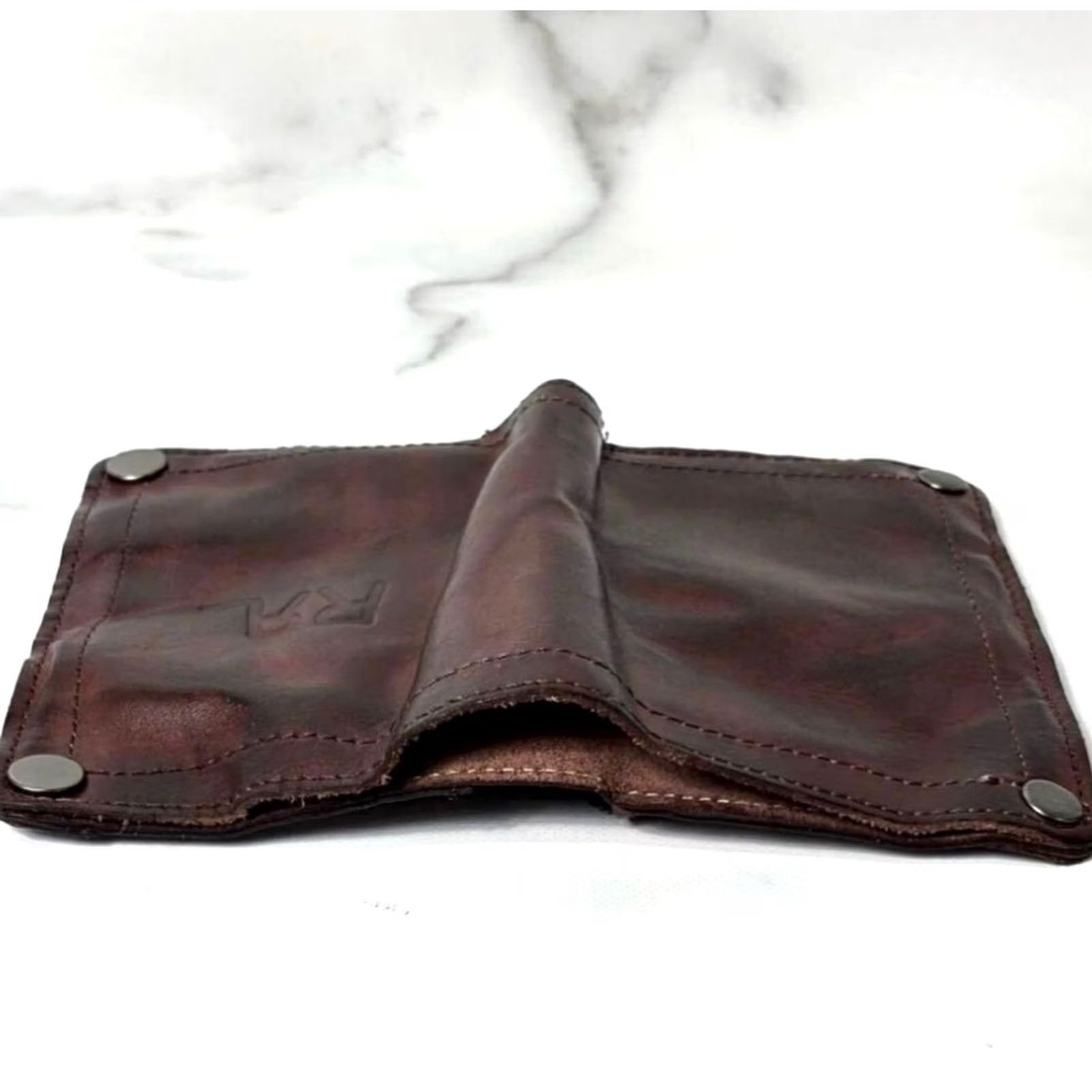 Ralph Lauren RRL RALPH LAUREN Brown leather bifold wallet NEW SIZE 9.5 x 13.5 cm UNISEX Size ONE SIZE - 7 Thumbnail