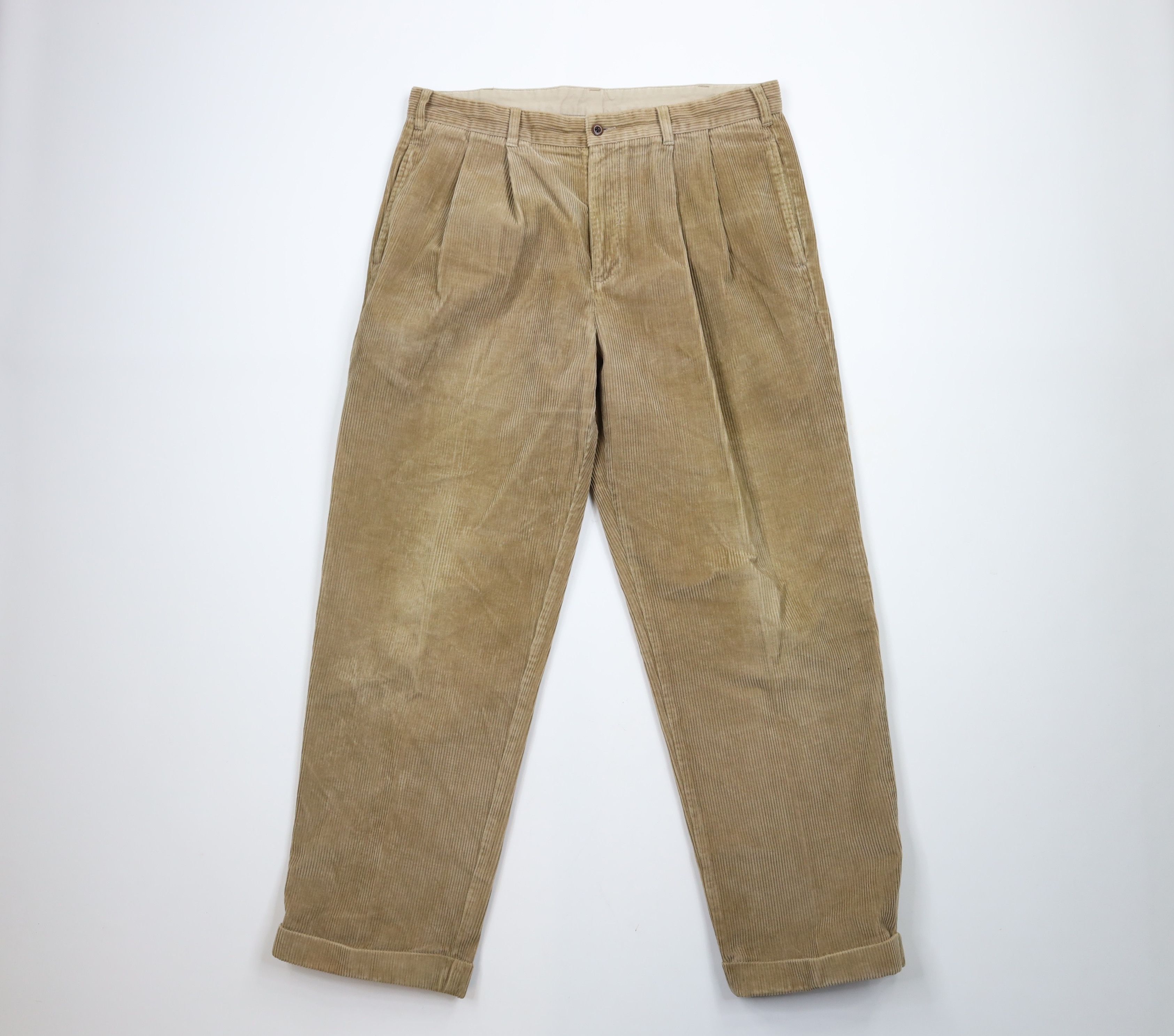 Brooks Brothers × Vintage Vintage 90s Brooks Brothers Pleated Wide Leg Corduroy Pants Size US 36 / EU 52 - 1 Thumbnail