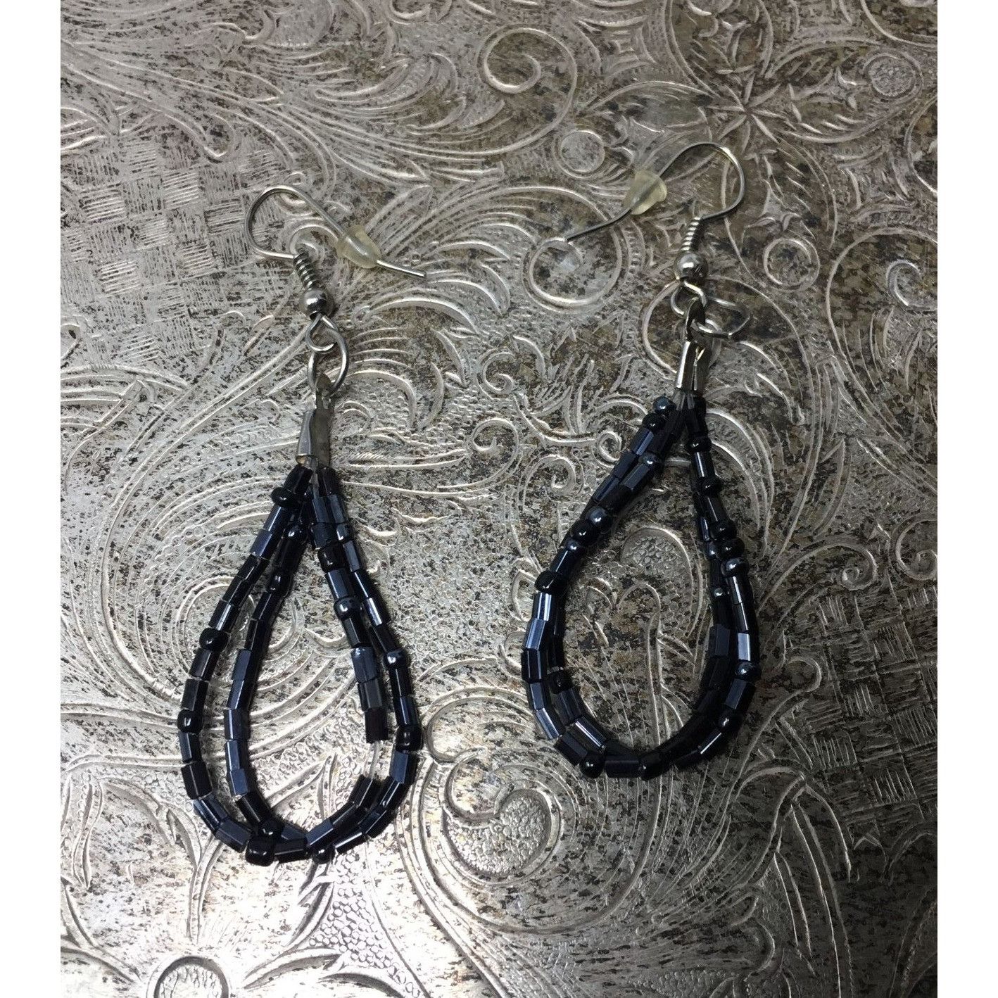 Other Women's Black Beaded Tear Drop Shaped Earrings Size ONE SIZE - 2 Thumbnail