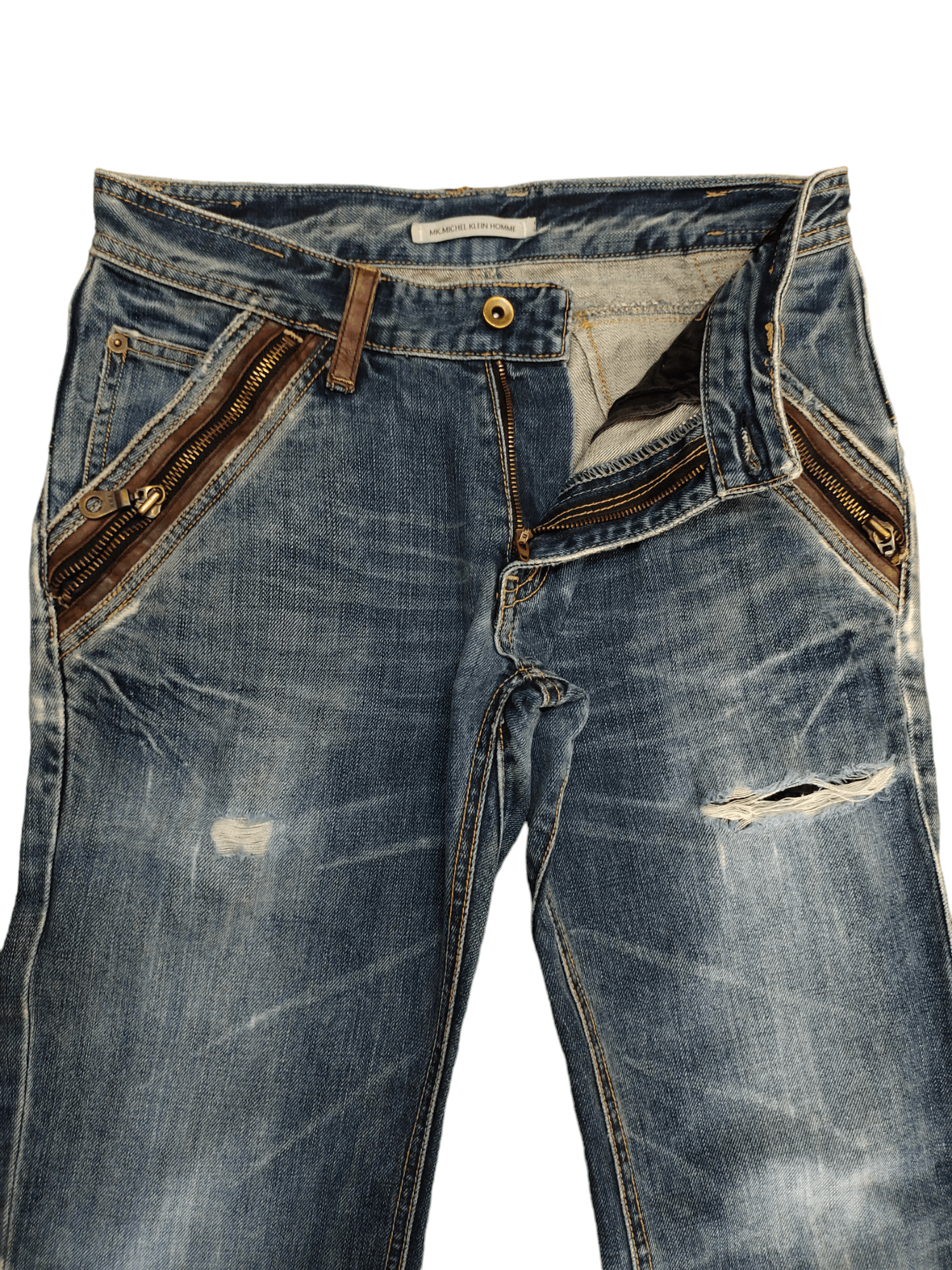 If Six Was Nine Flare Jeans Michel Klein Distress Faded Bootcut Y2k Street Size US 30 / EU 46 - 17 Thumbnail