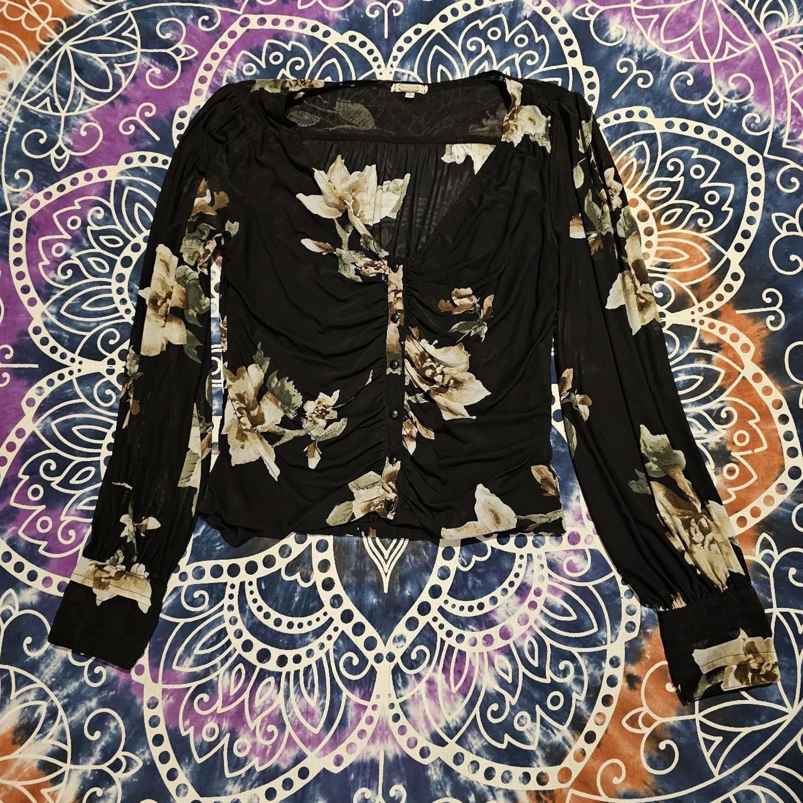 Designer Gimmicks Women's Floral Large Blouse Size L / US 10 / IT 46 - 1 Thumbnail