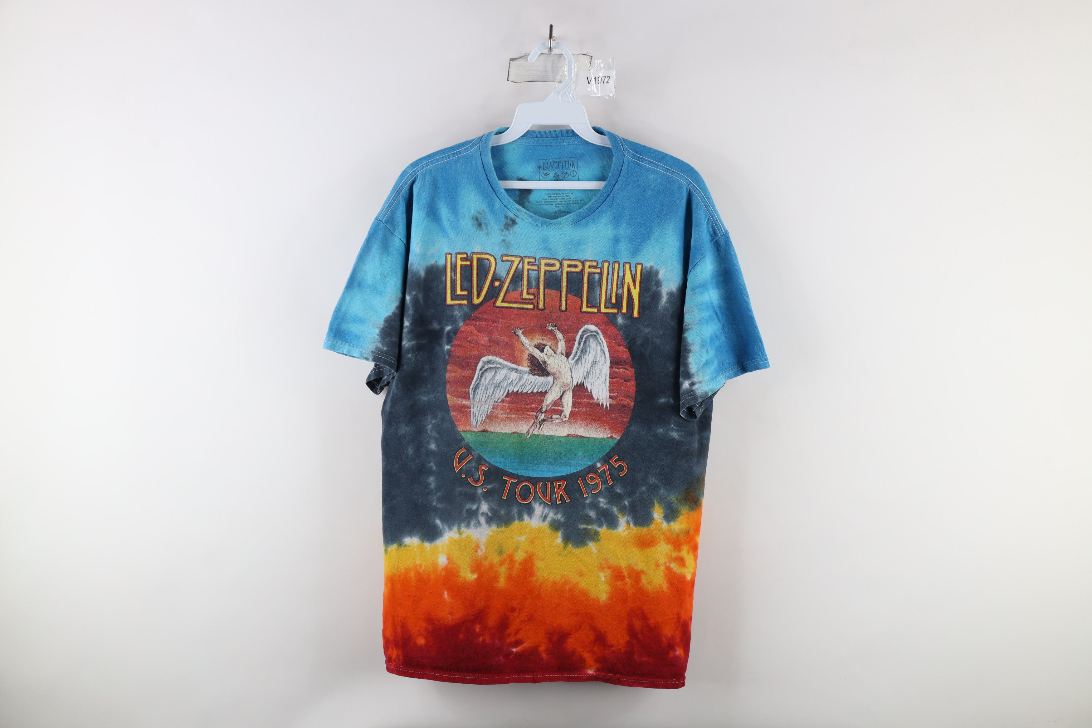Vintage Retro Led Zeppelin Band T-Shirt Rainbow Tie Dye Acid Wash Size US L / EU 52-54 / 3 - 1 Thumbnail