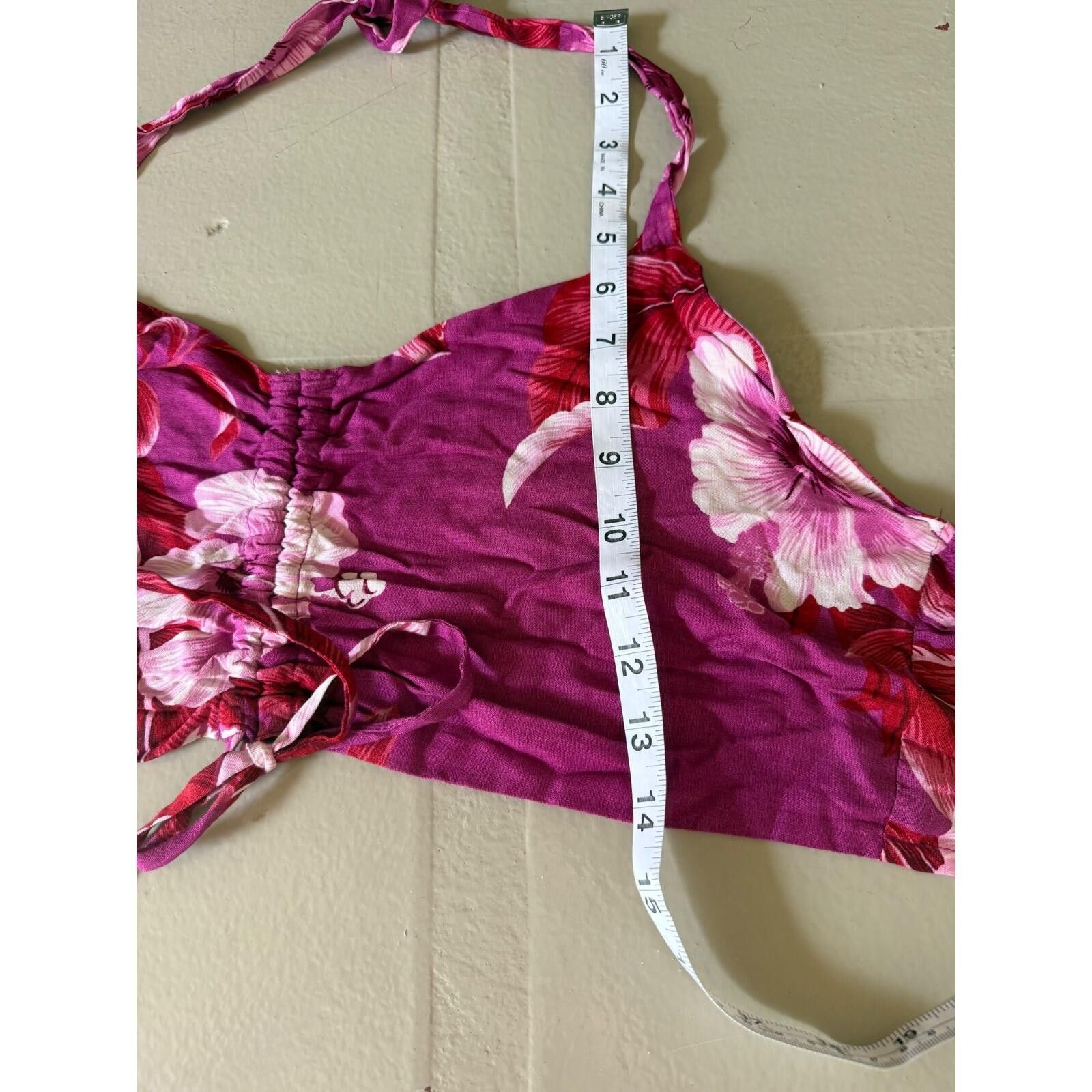Other Hibiscus Collection Hawaii Floral Halter Crop Top Rayon OS Size ONE SIZE - 6 Thumbnail
