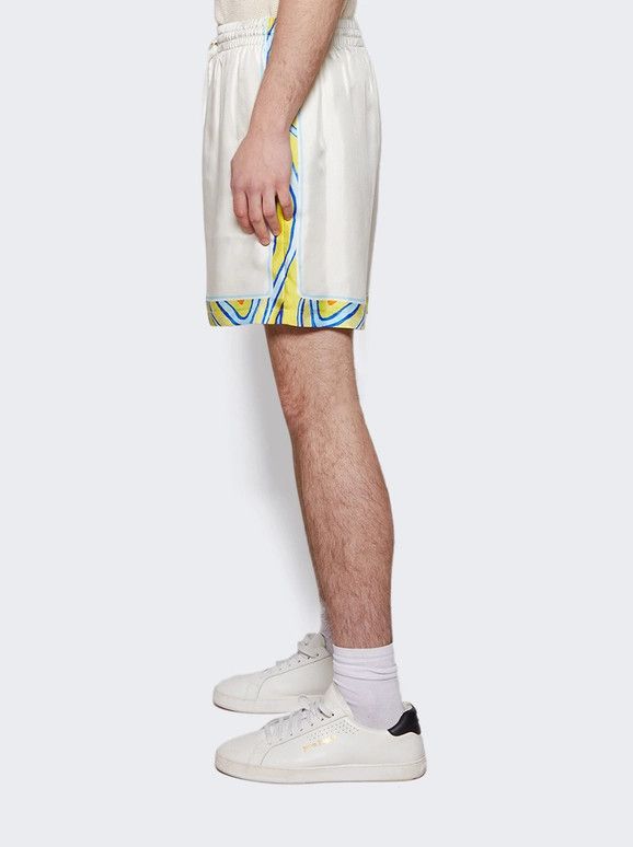 Casablanca o1mle0326 Drawstring Silk Shorts Aquatique Whitge in White Size US 32 / EU 48 - 4 Thumbnail