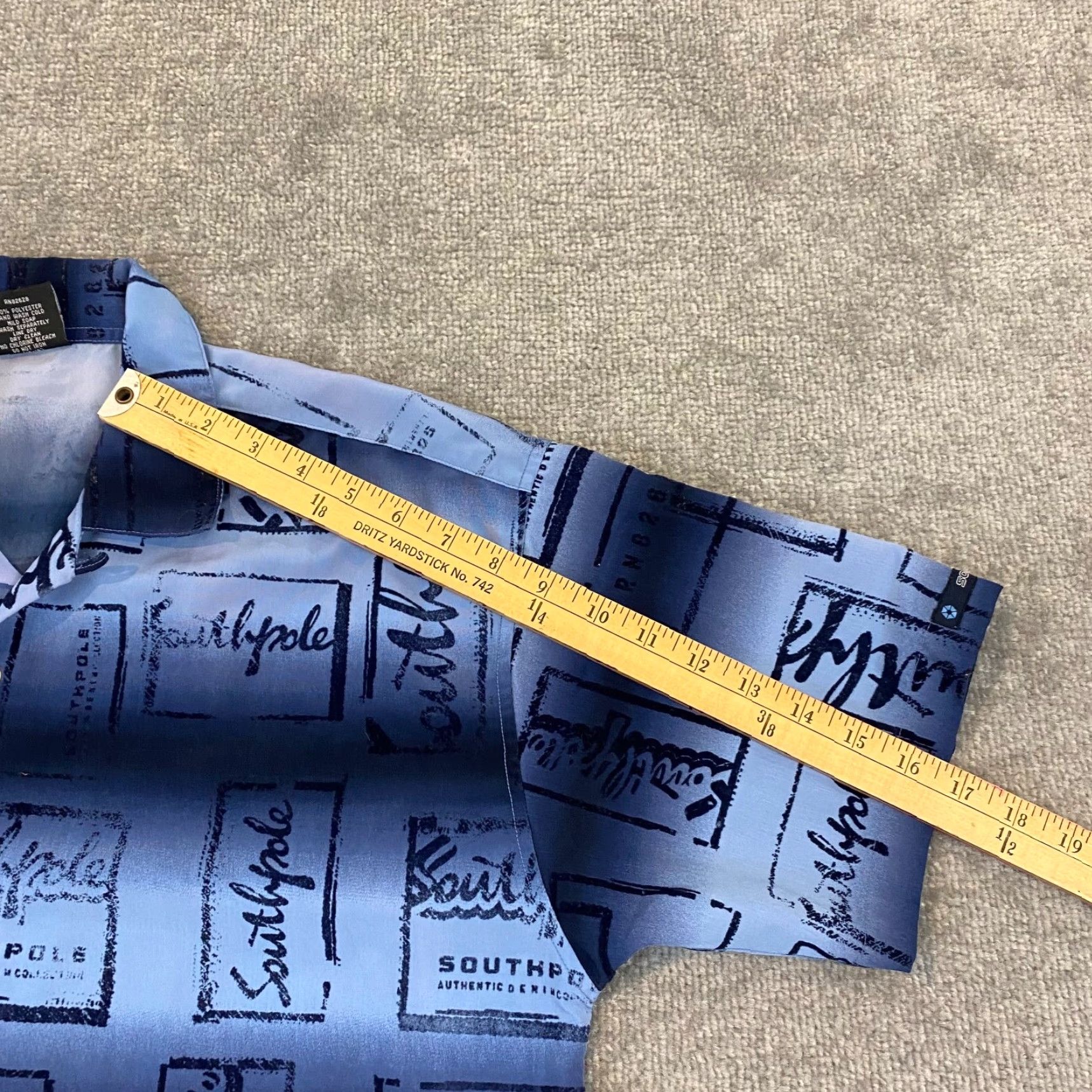 Southpole VINTAGE Southpole Shirt Mens Large Blue Graphic AOP Spellout Button Up Skater Goth Y2K Size US L / EU 52-54 / 3 - 6 Thumbnail