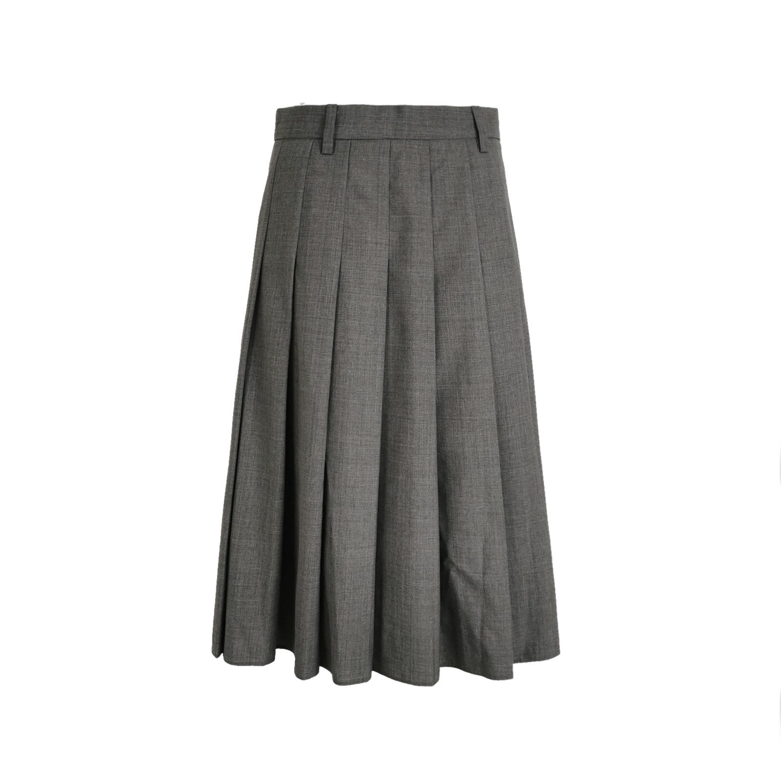Prada Prada Gray Pleated Wool Midi Skirt 0089 Size 38" / US 16 / IT 52 - 1 Thumbnail