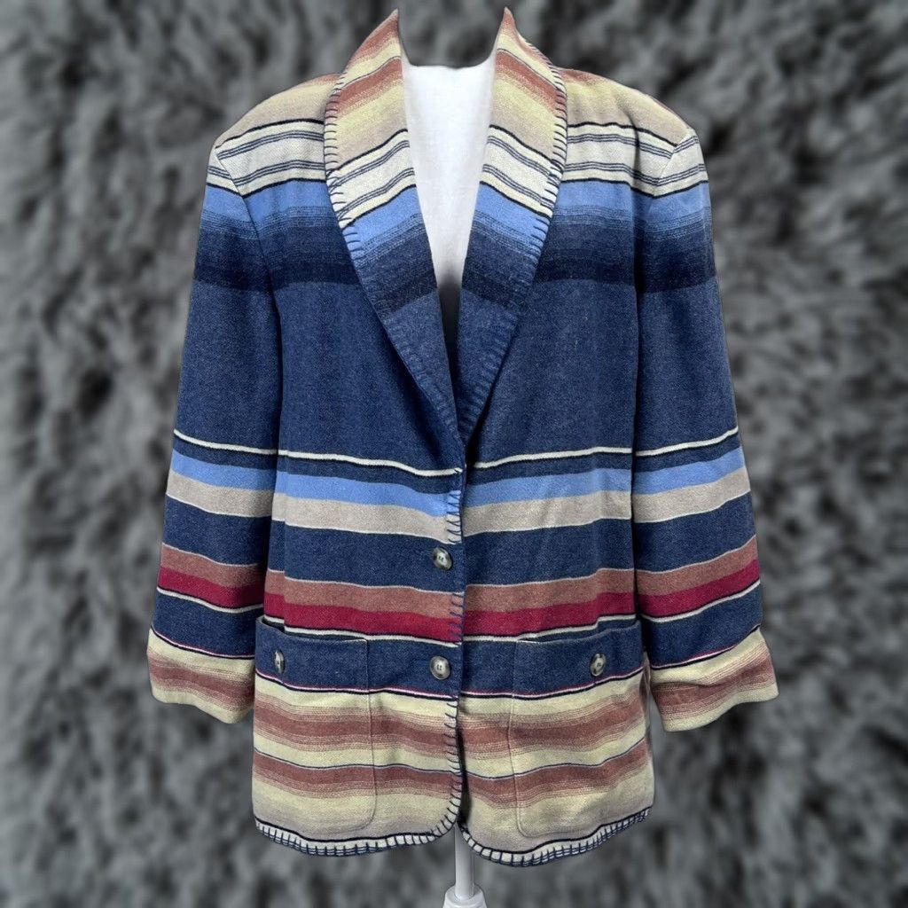 VINTAGE Express Southwestern Blazer Jacket Womens Large Multicolor