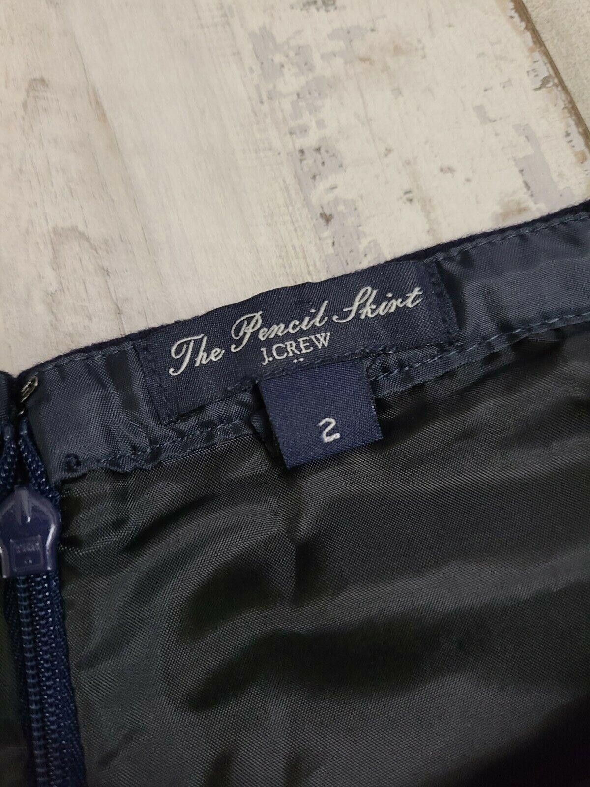 J.Crew J Crew The Pencil Skirt 2 Wool Blend Navy Blue lined Size 26" / US 2 / IT 38 - 3 Thumbnail