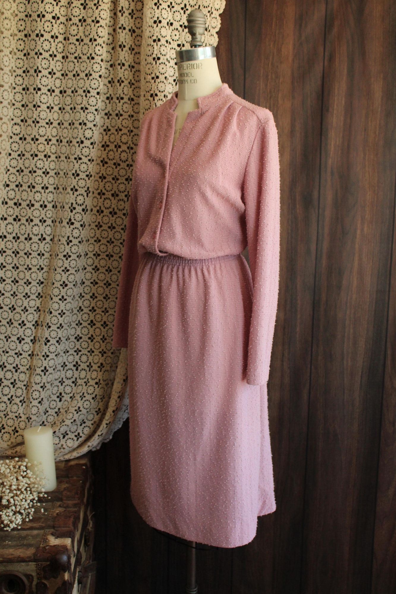 Vintage Vintage 1970s 1980s Dress, Volup Size Sears Pink Knit Sweate Size XL / US 12-14 / IT 48-50 - 6 Thumbnail