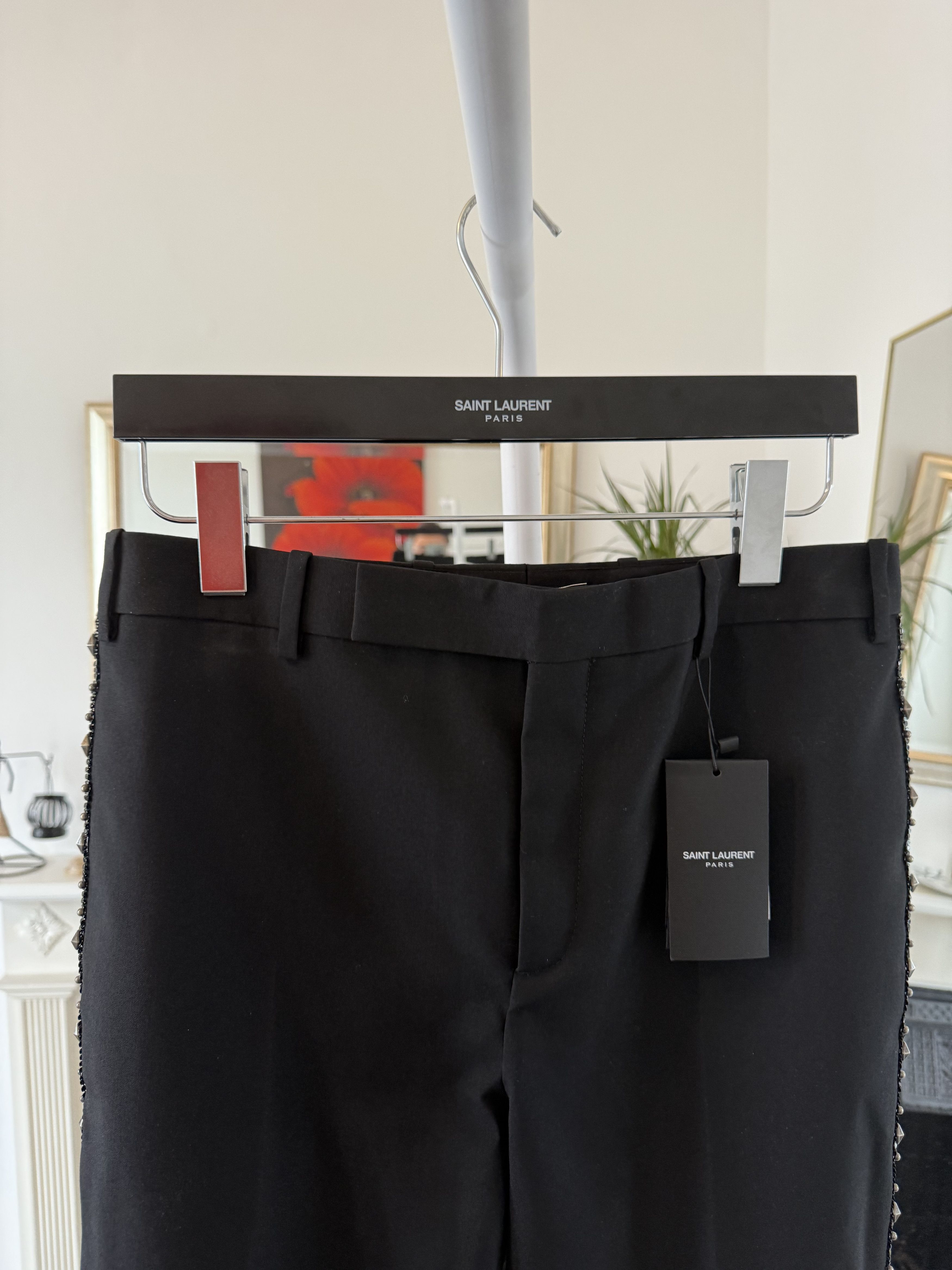 Saint Laurent Paris Saint Laurent Wool Canvas Tuxedo Pants with Studs Size US 30 / EU 46 - 9 Thumbnail