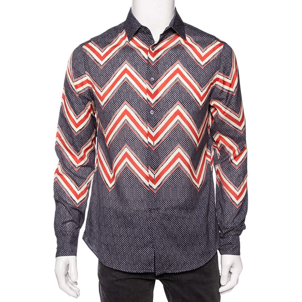 Louis Vuitton Louis Vuitton Zig Zag Printed Cotton Button Up Shirt Size US XL / EU 56 / 4 - 1 Thumbnail