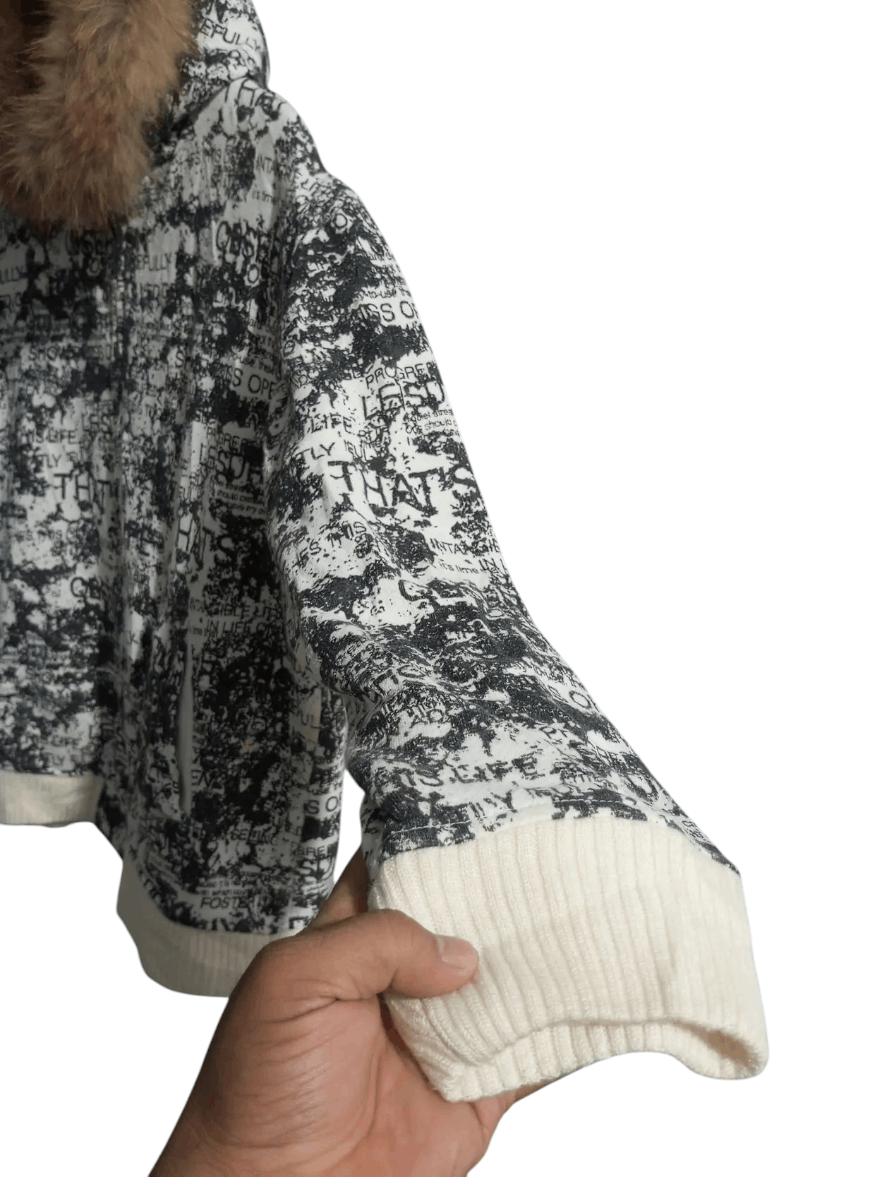 20471120 Vintage detective struct poem full print fur hoodie Size US XL / EU 56 / 4 - 6 Thumbnail