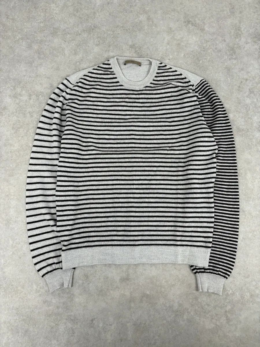 Daniele Alessandrini Daniele Alessandrini Grey & Black Striped Wool Sweater Size US S / EU 44-46 / 1 - 1 Thumbnail