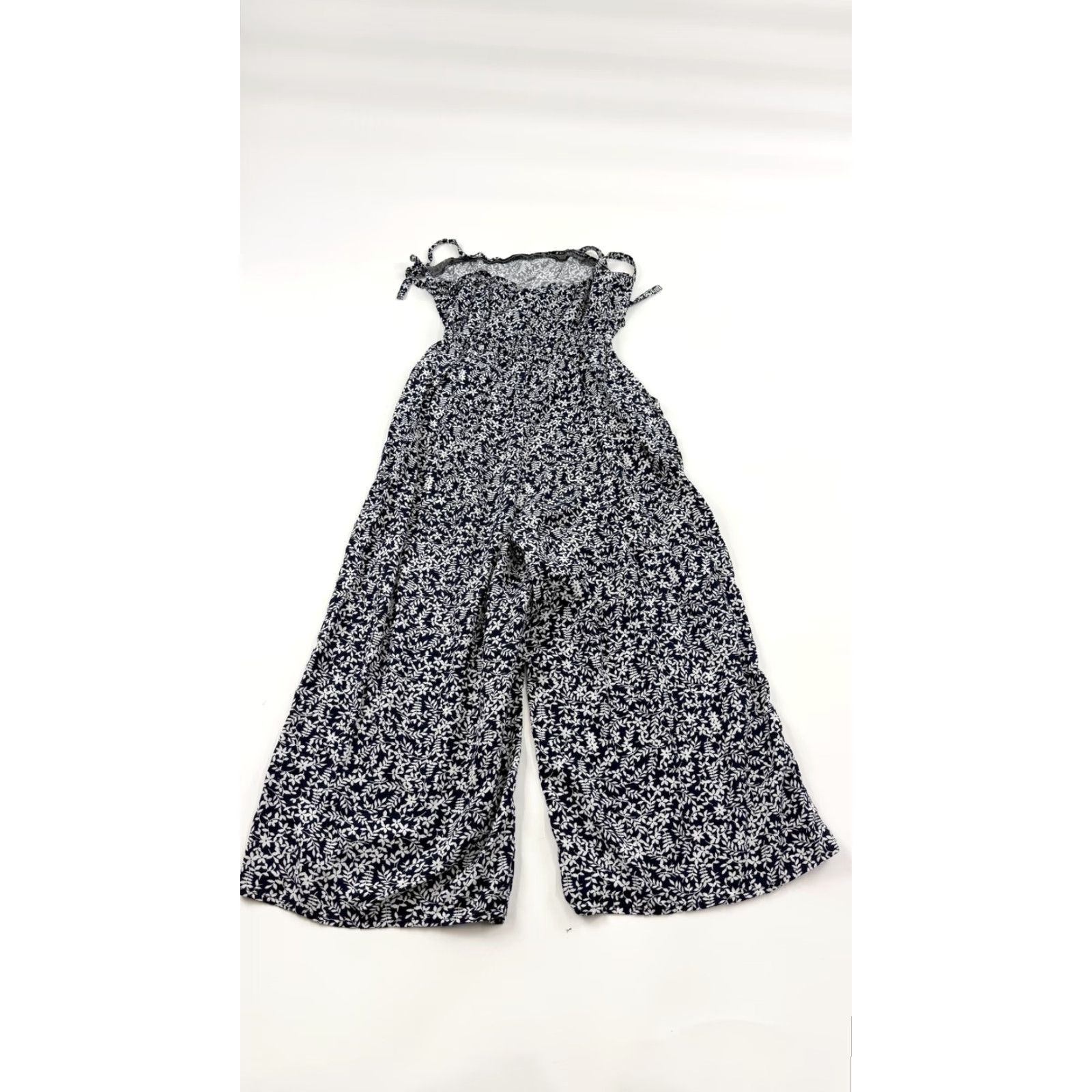 Gap Gap Jumpsuit Womens XS Navy Blue White Floral Wide Leg Tie Strap Rayon Casual Size 26" / US 2 / IT 38 - 6 Thumbnail