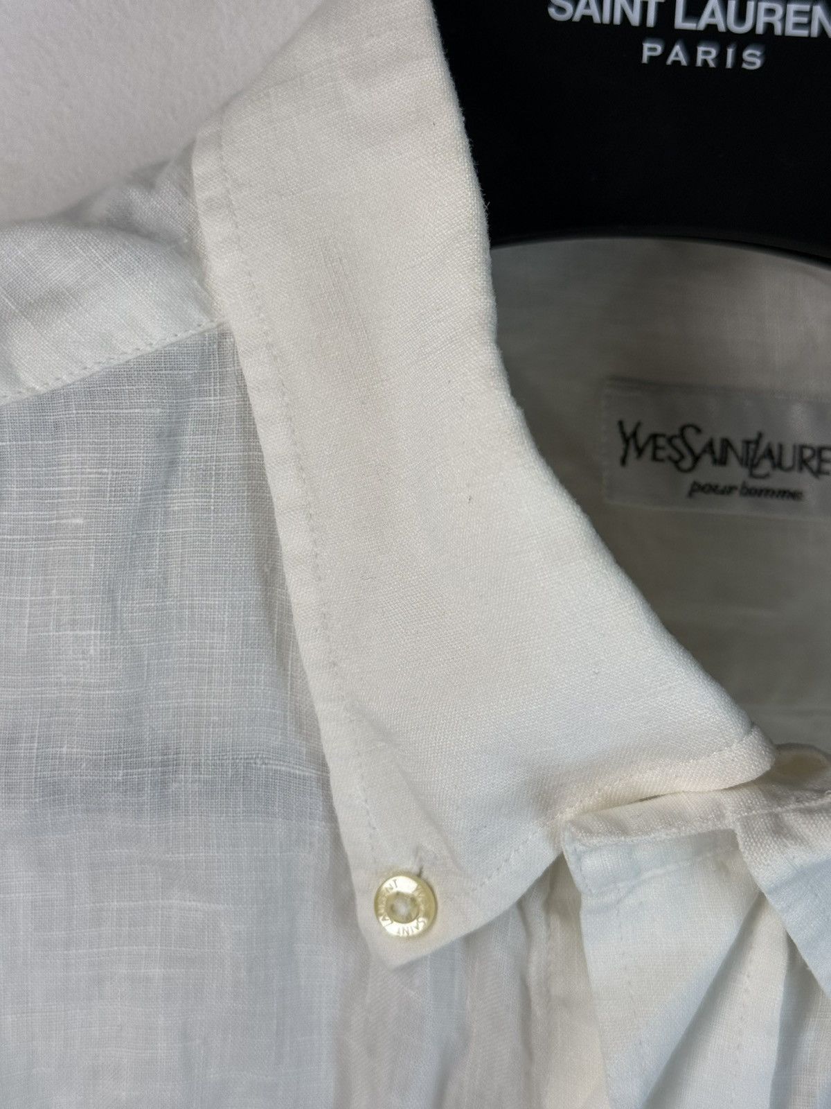 Yves Saint Laurent 100% Linen YSL Shirt White Button Up Size US L / EU 52-54 / 3 - 15 Thumbnail
