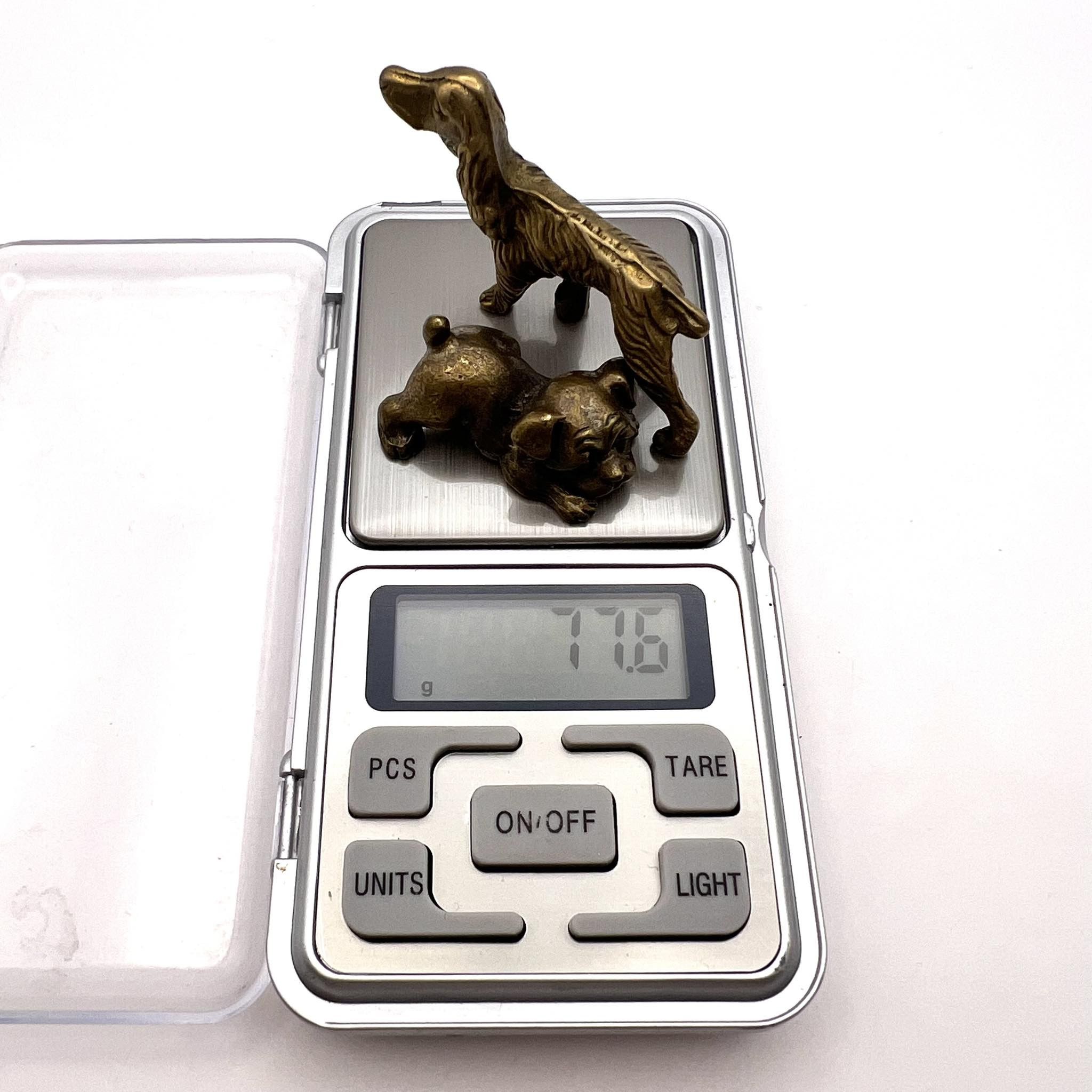 Vintage Two Miniature Vintage Bronze Brass Dogs Statue Figure Signed Size ONE SIZE - 3 Thumbnail