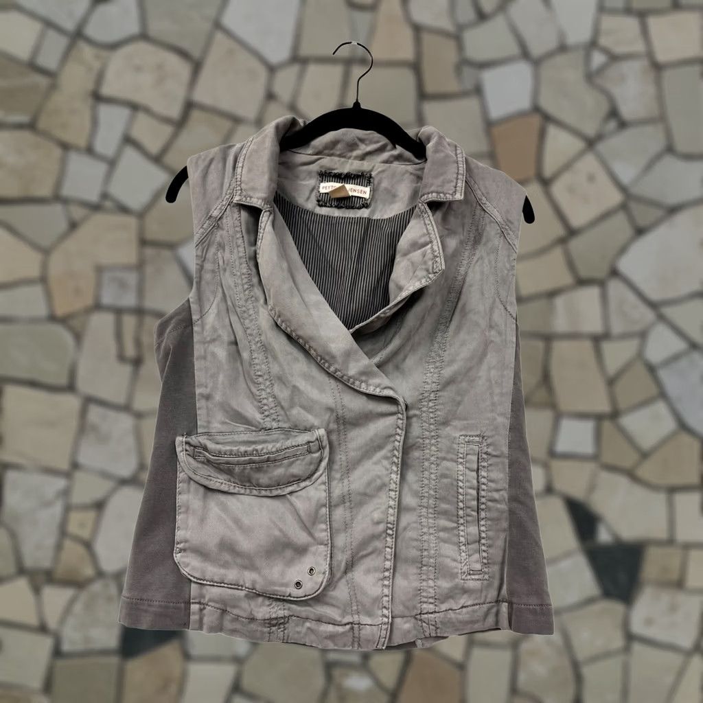 Vintage Peyton Jenson Womens Vest Gray S Lyocell Blend Cotton Pocket Striped Lining Utility Samsung? Size S / US 4 / IT 40 - 1 Thumbnail