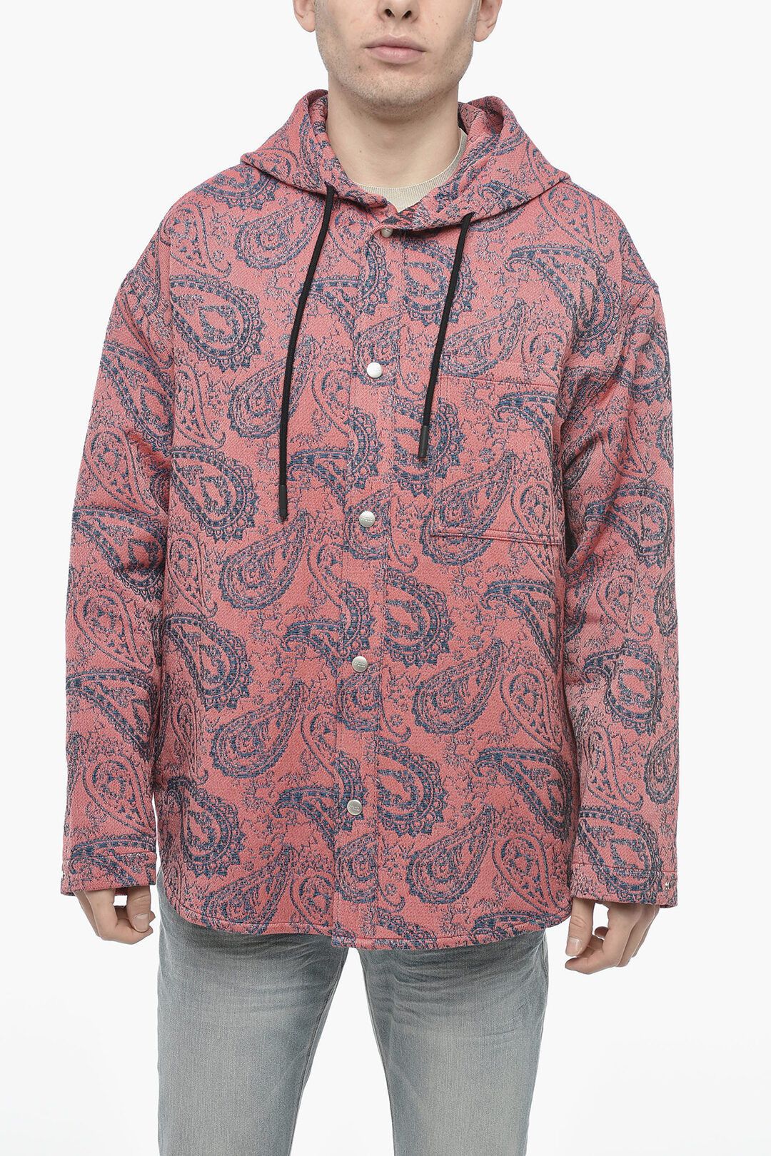 image of Marcelo Burlon Og1Mm0424 Hoodie Overshirt In Red, Men's (Size Large)