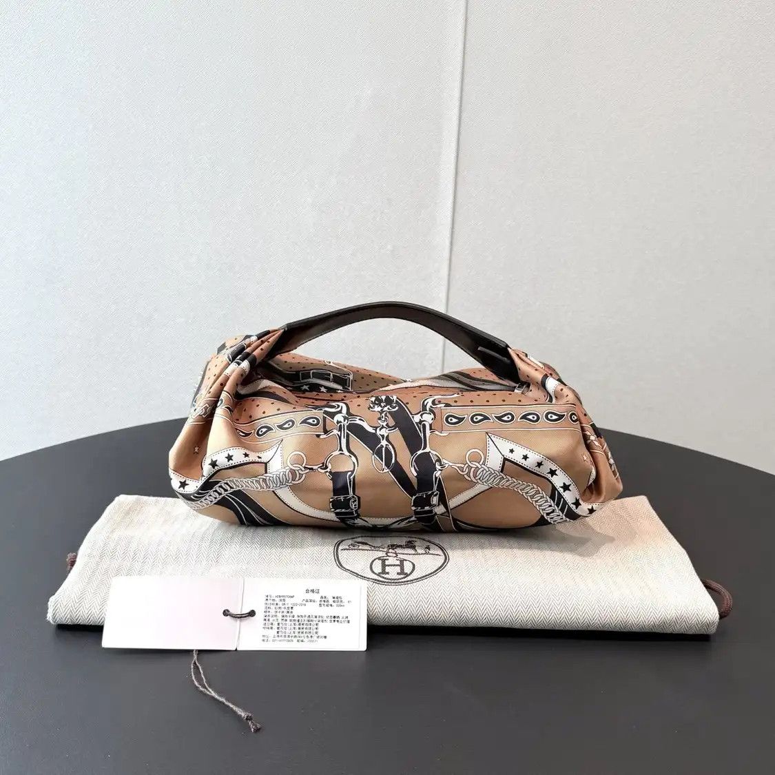 Hermes Hermes Balusoie Cookie silk satin print handbag silver hardware B Size ONE SIZE - 1 Thumbnail