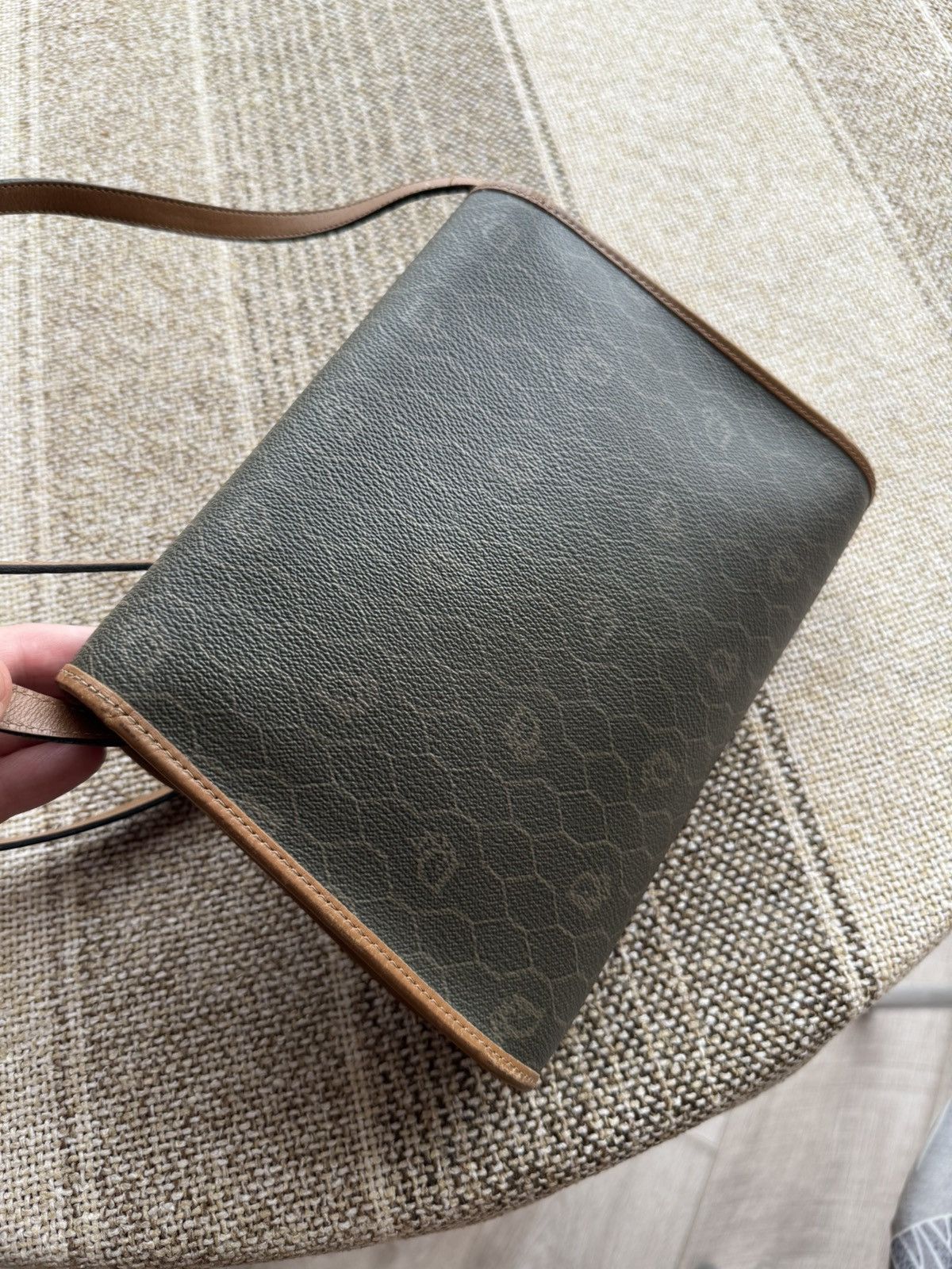 Dior Christian Dior Vintage Khaki Honeycomb Canvas Leather Bag Size ONE SIZE - 7 Thumbnail