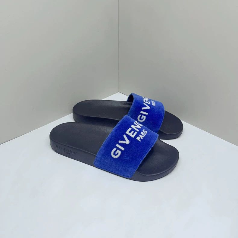 Givenchy Givenchy Letter logo round velvet slippers women's blue-bl Size US 5.5 / IT 35.5 - 3 Thumbnail