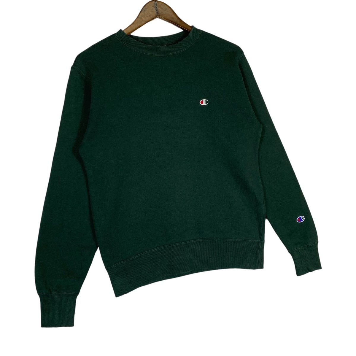 Champion × Vintage Vintage Champion Crewneck Sweatshirt Green Pullover Jumper S Size US S / EU 44-46 / 1 - 1 Thumbnail
