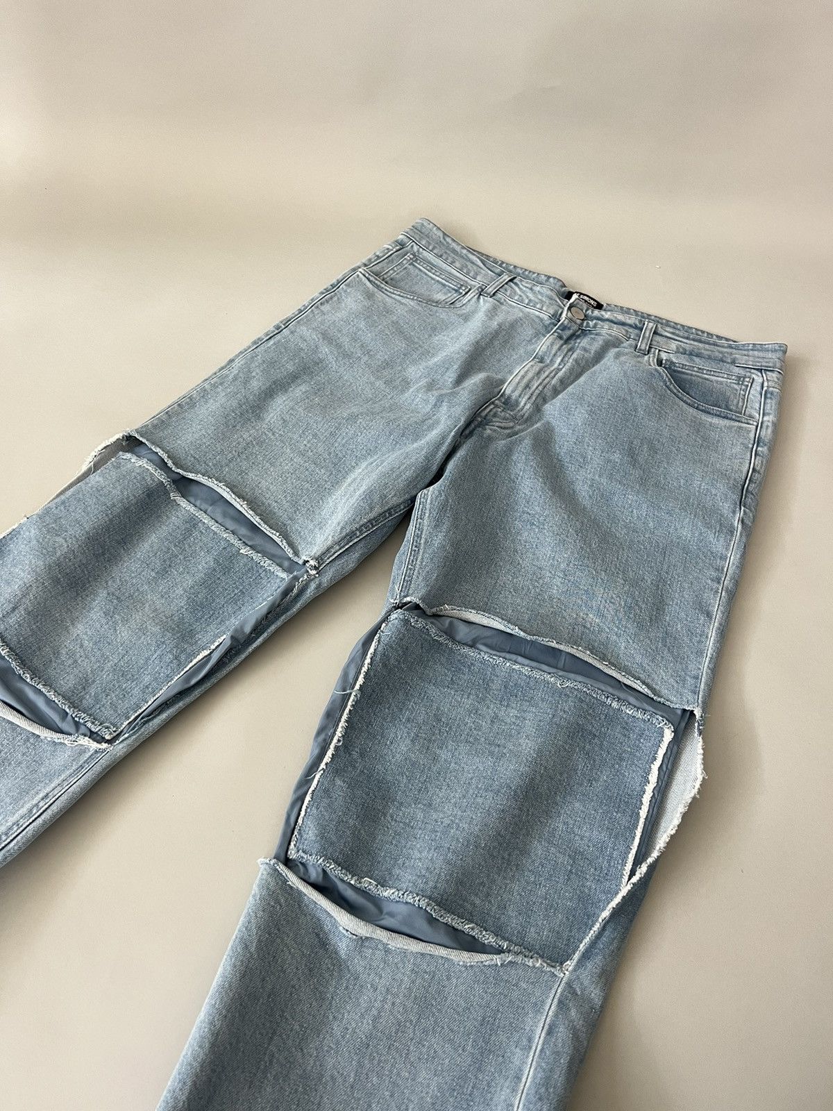 Raf Simons Raf Simons Blue Uneven Knee Patch Jeans Size US 32 / EU 48 - 8 Thumbnail