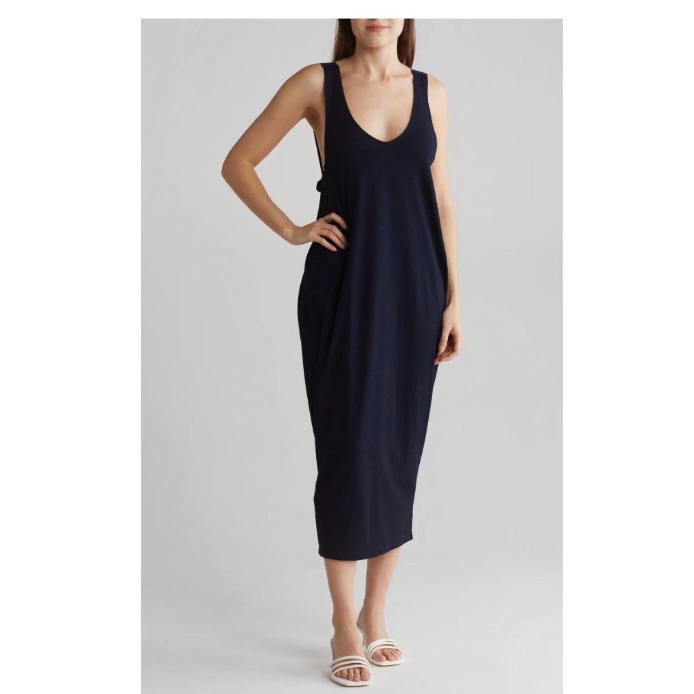 AG Adriano Goldschmied AG Adriano Goldschmied Cotton Midi Open Back Navy Dress Size S / US 4 / IT 40 - 8 Thumbnail