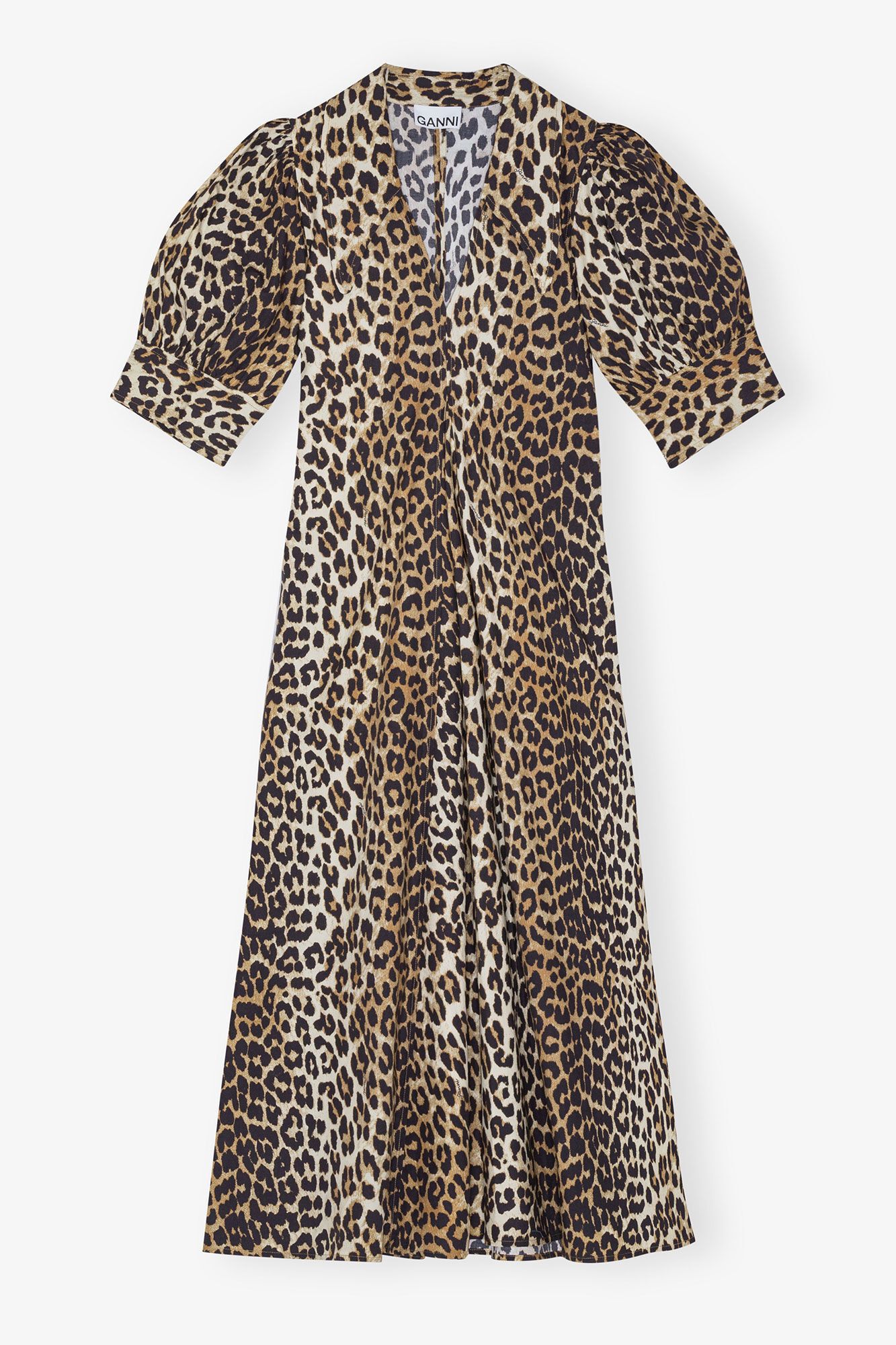 Ganni o1s22i1n0525 Leopard Print Poplin Dress in Leopard Size XS / US 0-2 / IT 36-38 - 1 Thumbnail