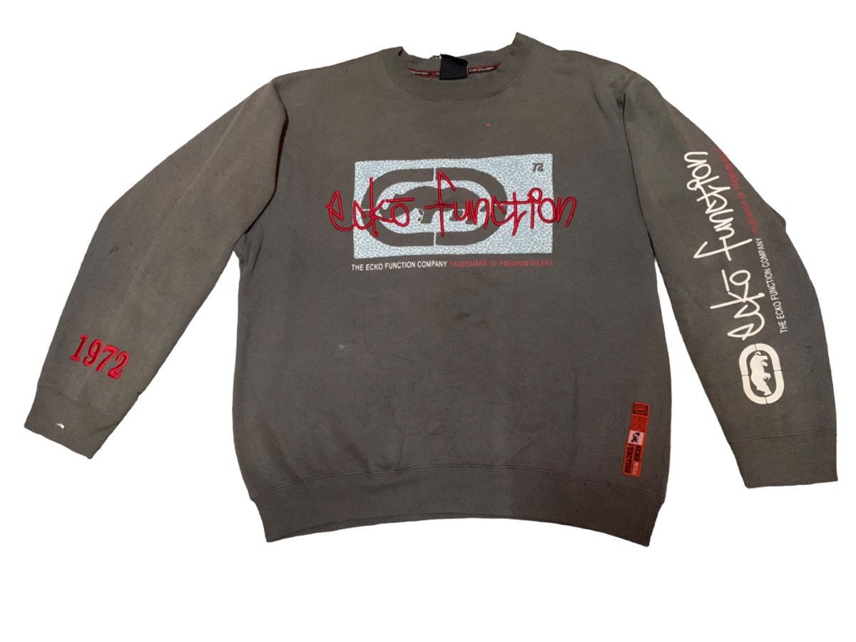 image of Ecko Unltd Y2K Ecko Function Sweatshirt Design in Grey, Men's (Size Large)