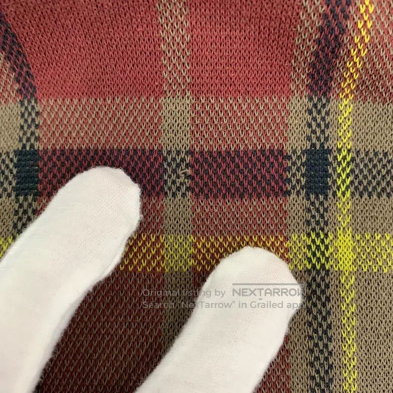 Hermes Hermes Color-blocked plaid cotton V-neck long-sleeve knit Size S / US 4 / IT 40 - 8 Thumbnail