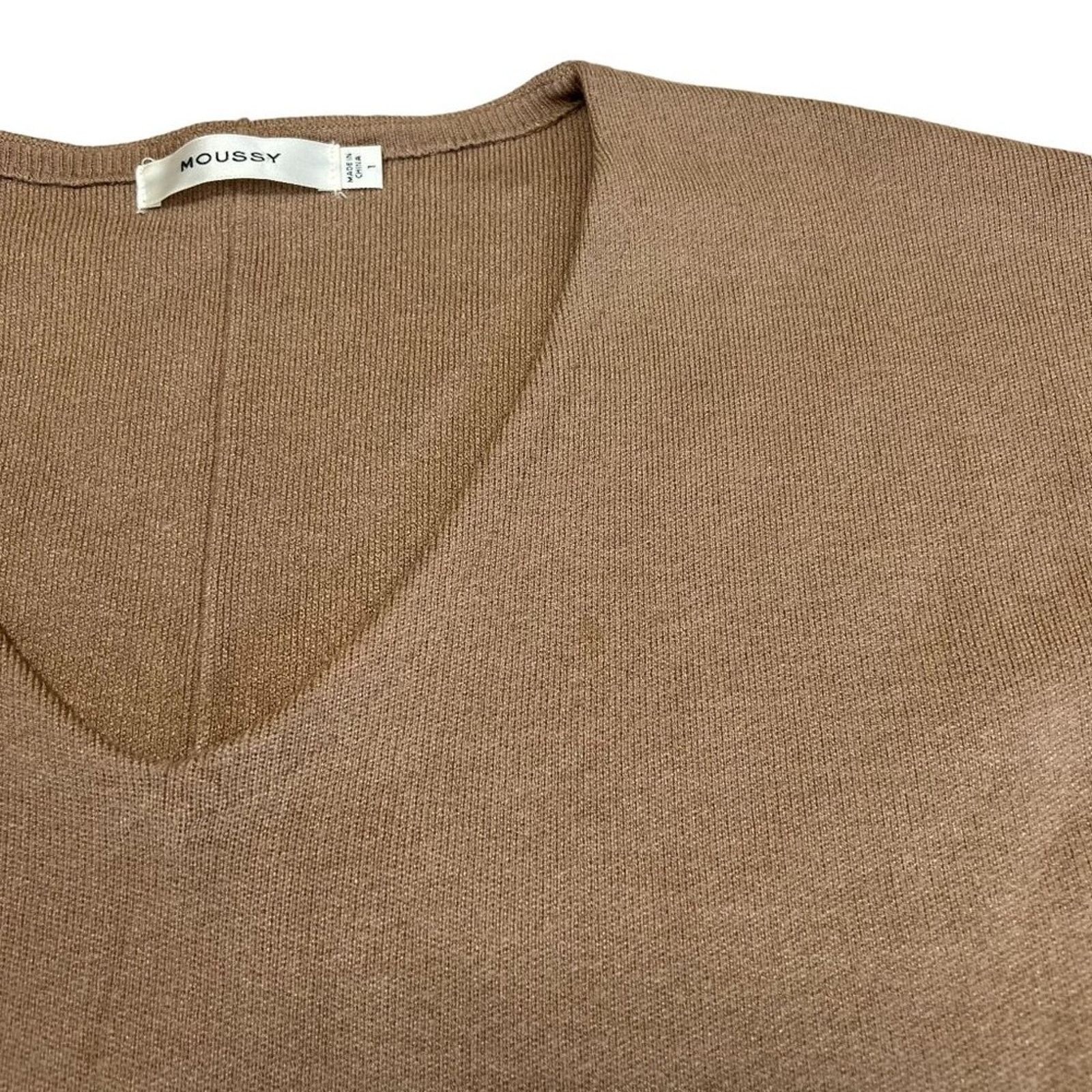 MOUSSY MOUSSY V-Neck Split Hem Sweater S Brown Oversized Cuffed Size S / US 4 / IT 40 - 6 Thumbnail
