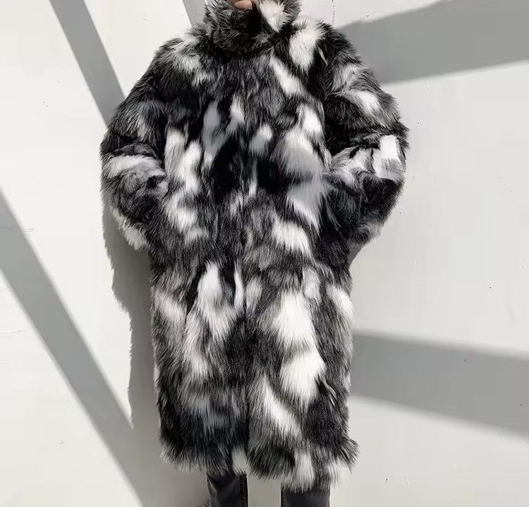 Other Streetwear Designer Fur Winter Striped Midi Coat Size US L / EU 52-54 / 3 - 1 Thumbnail