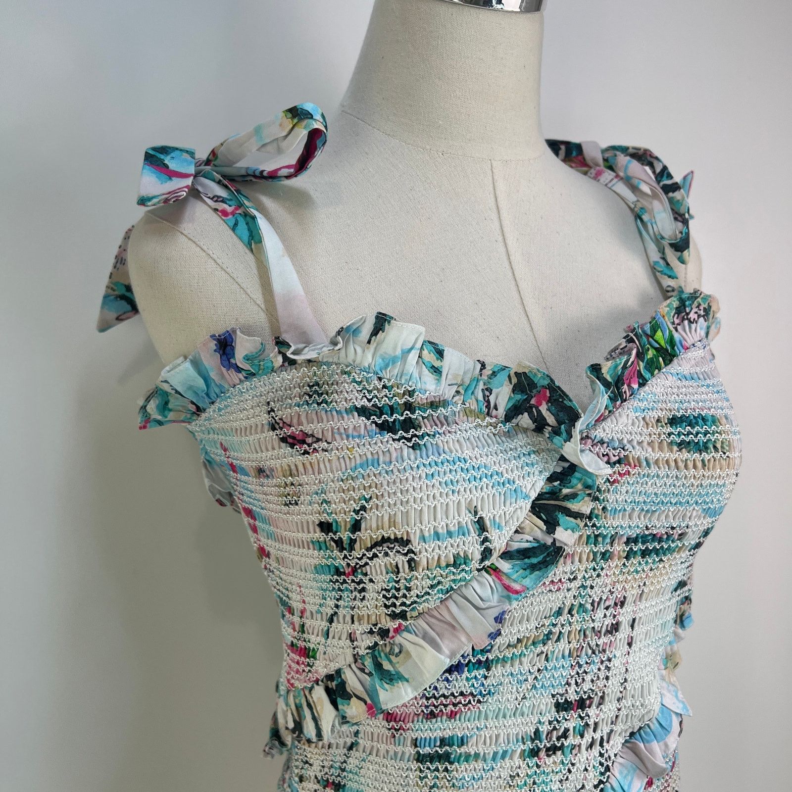 Rococo Sand Rococo Sand Sunset Smocked Mini Dress Printed Bodycon Size M / US 6-8 / IT 42-44 - 5 Thumbnail