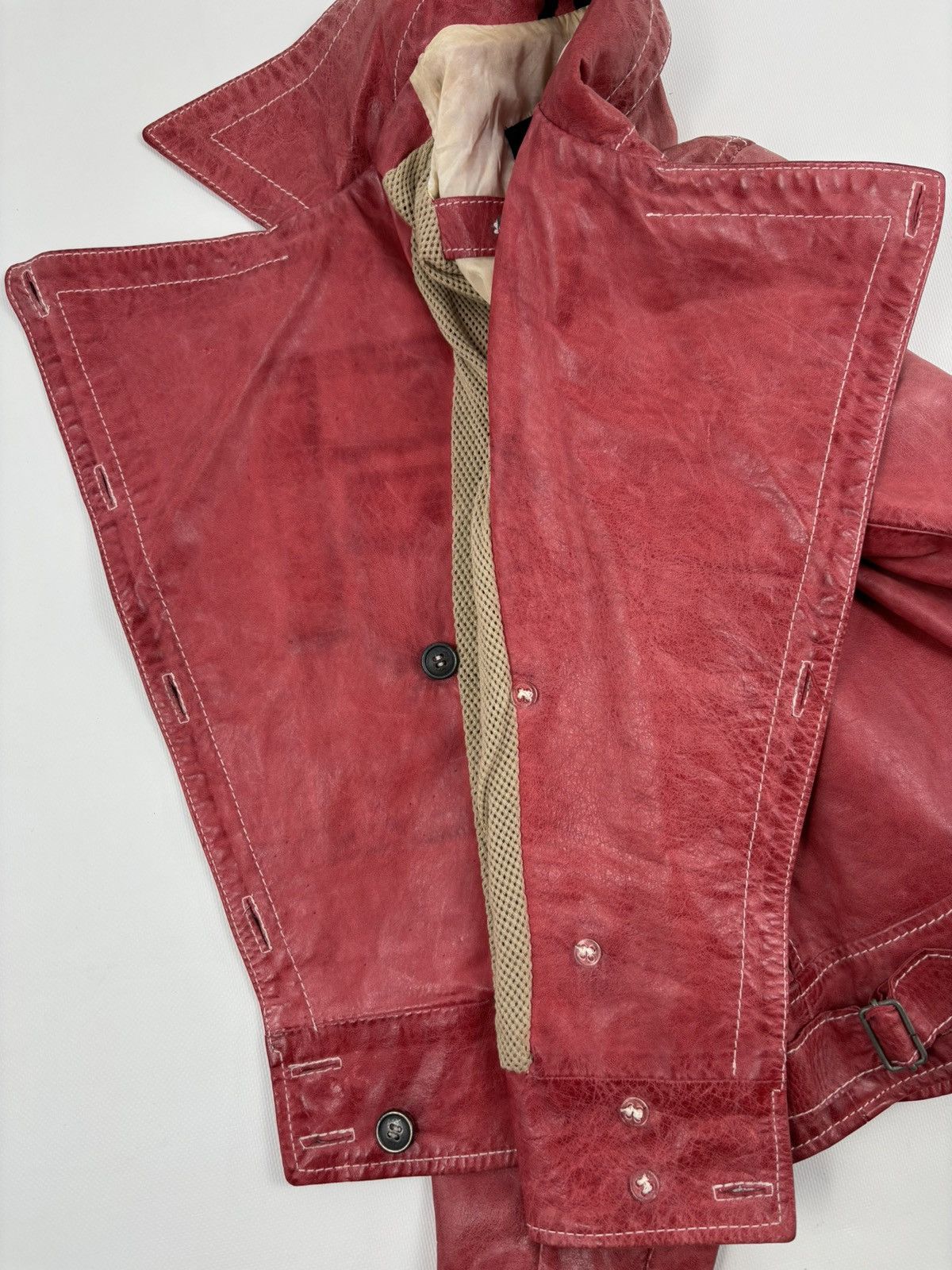 Belstaff RARE VTG BELSTAFF 'The Aviator' Leather Red Jacket Biker Coat Flight Bomber 42 Size M / US 6-8 / IT 42-44 - 22 Thumbnail