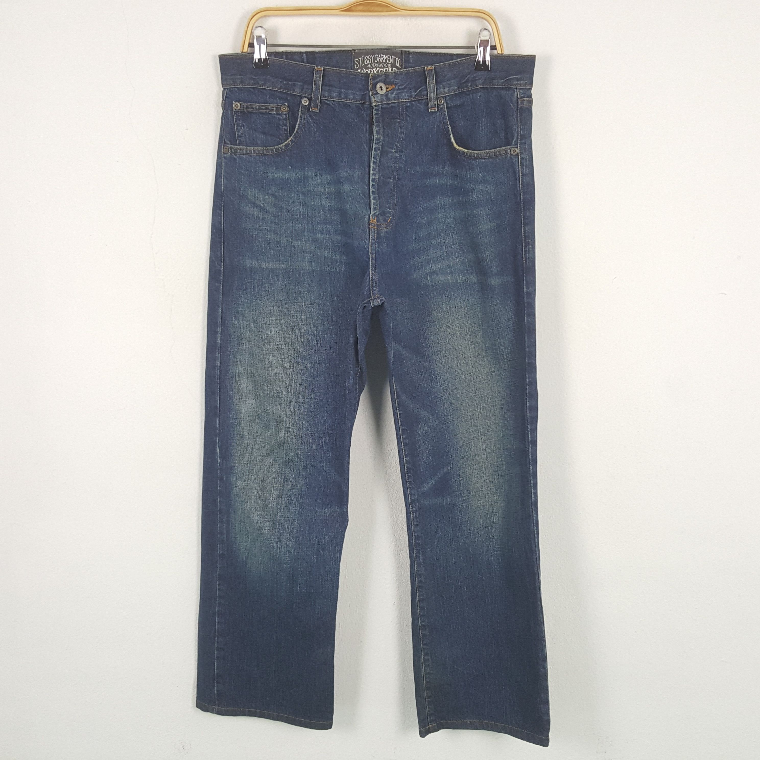 Stussy × Vintage Vintage Stussy Garment Workgear Custom Logo Denim Jeans Size US 33 - 4 Thumbnail