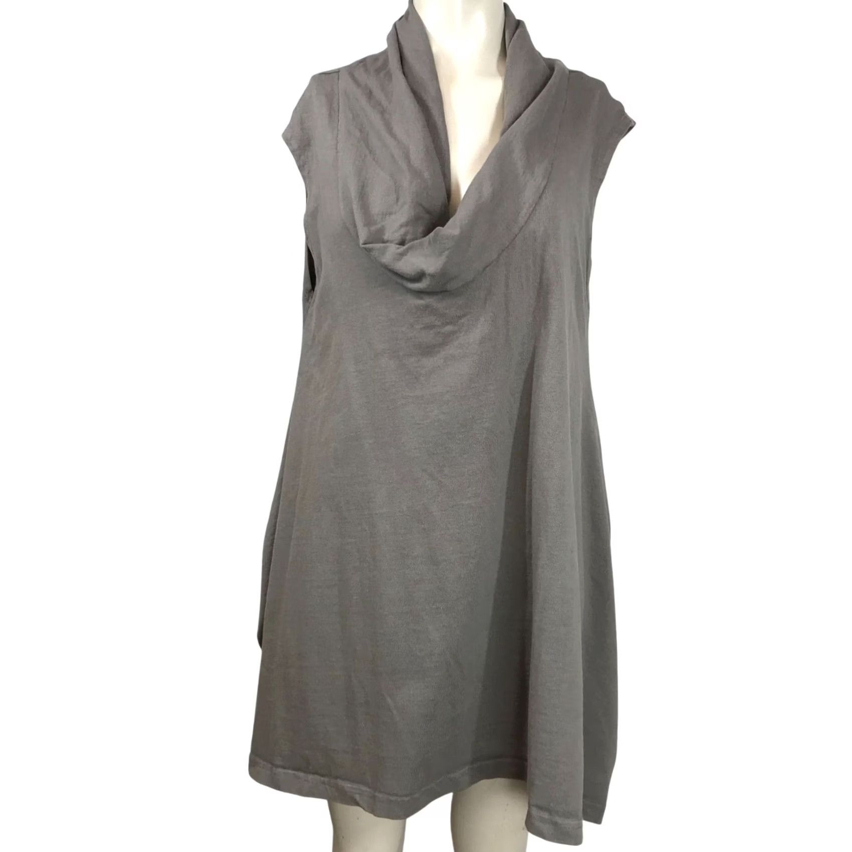 Vintage PACIFIC COTTON BRYN WALKER - Dress - Women - M - Gray - Sleeveless Cowl Neck Tunic Dress Size M / US 6-8 / IT 42-44 - 2 Thumbnail