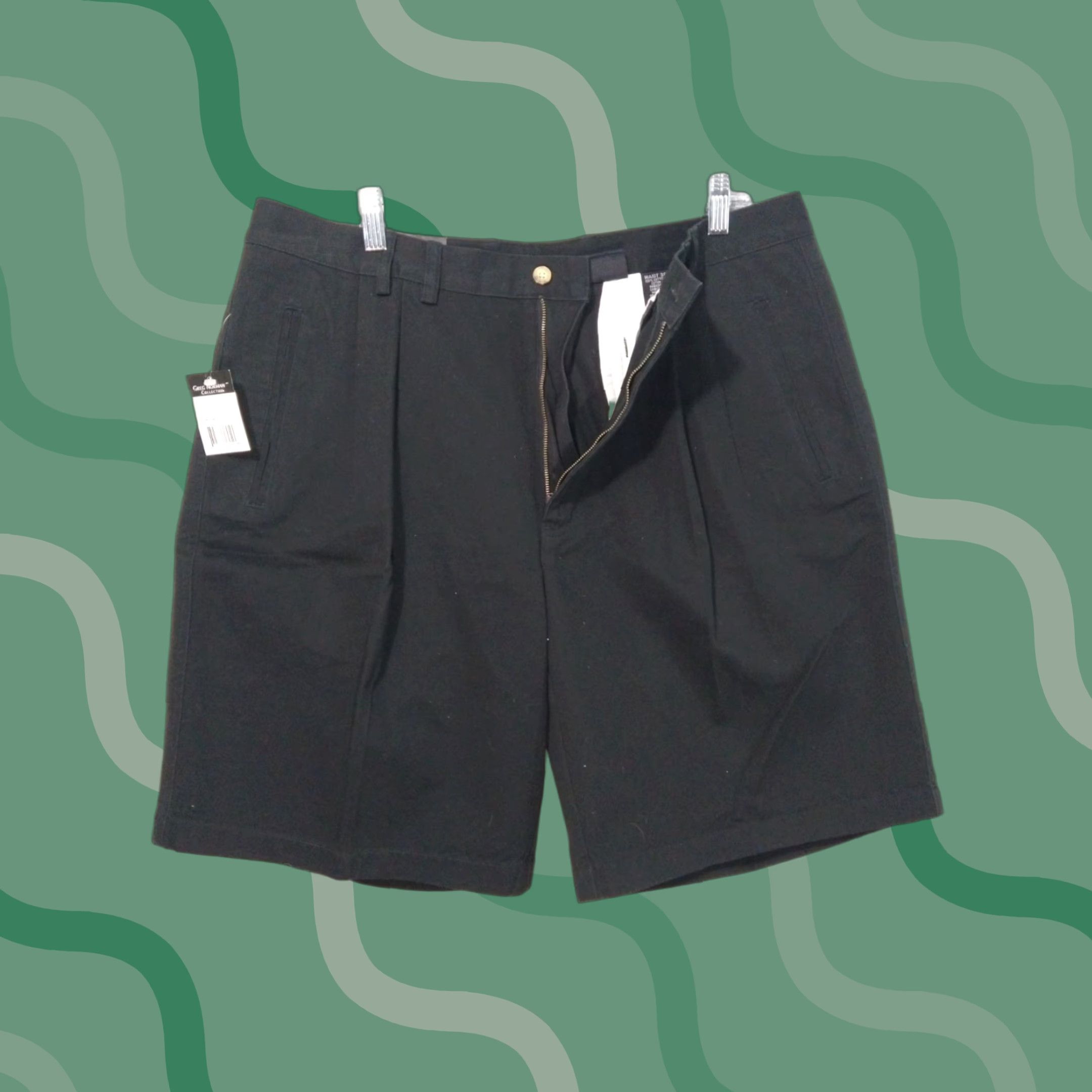 Vintage Greg Norman Shorts Mens 38 Black Golf Chino Pleated High Rise Cotton Casual Shirts? Size US 38 / EU 54 - 1 Thumbnail