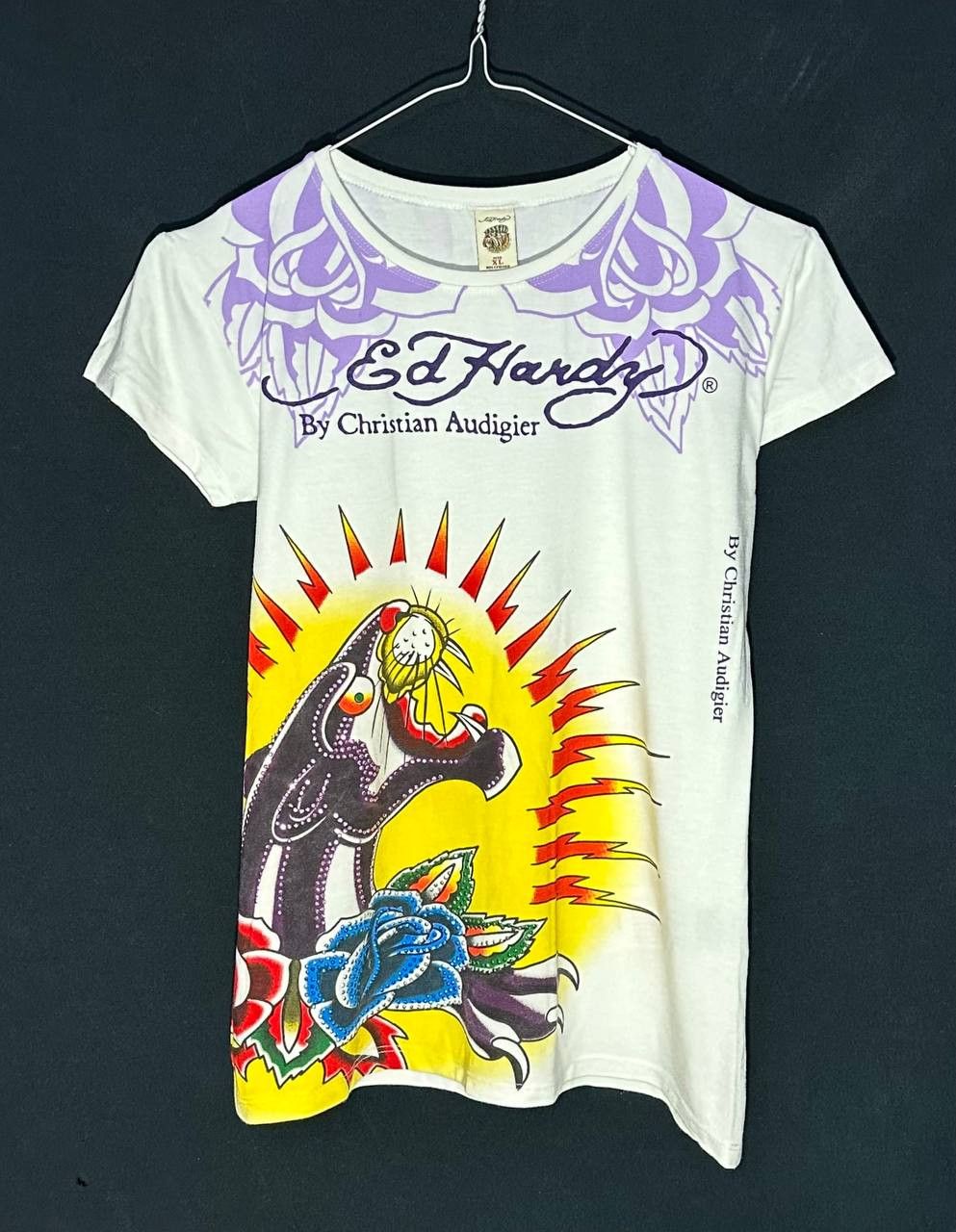 Ed Hardy Ed Hardy RETRO TIGER glitter short sleeve Y2K made in USA Size M / US 6-8 / IT 42-44 - 1 Thumbnail