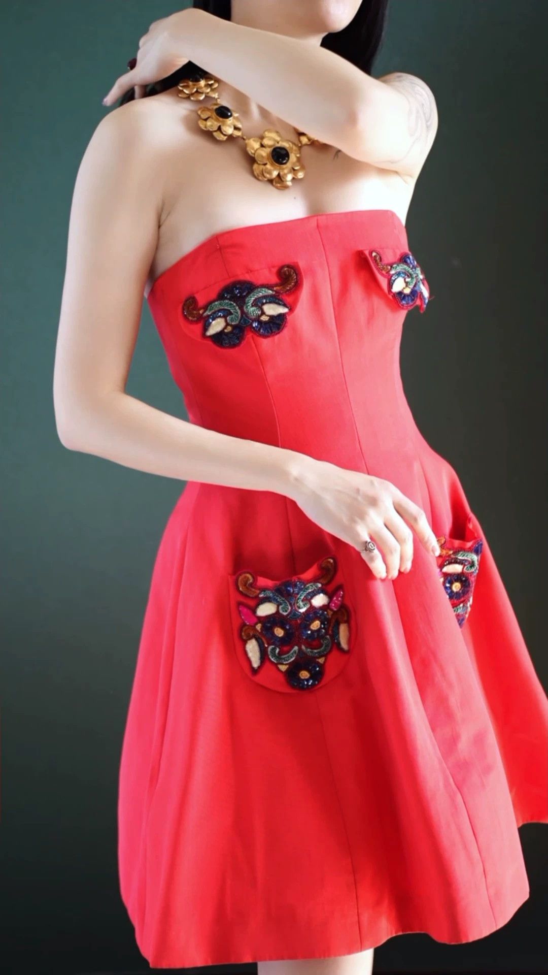 Escada Escada Vintage Strapless Beaded A-line Dress Size XS / US 0-2 / IT 36-38 - 1 Thumbnail